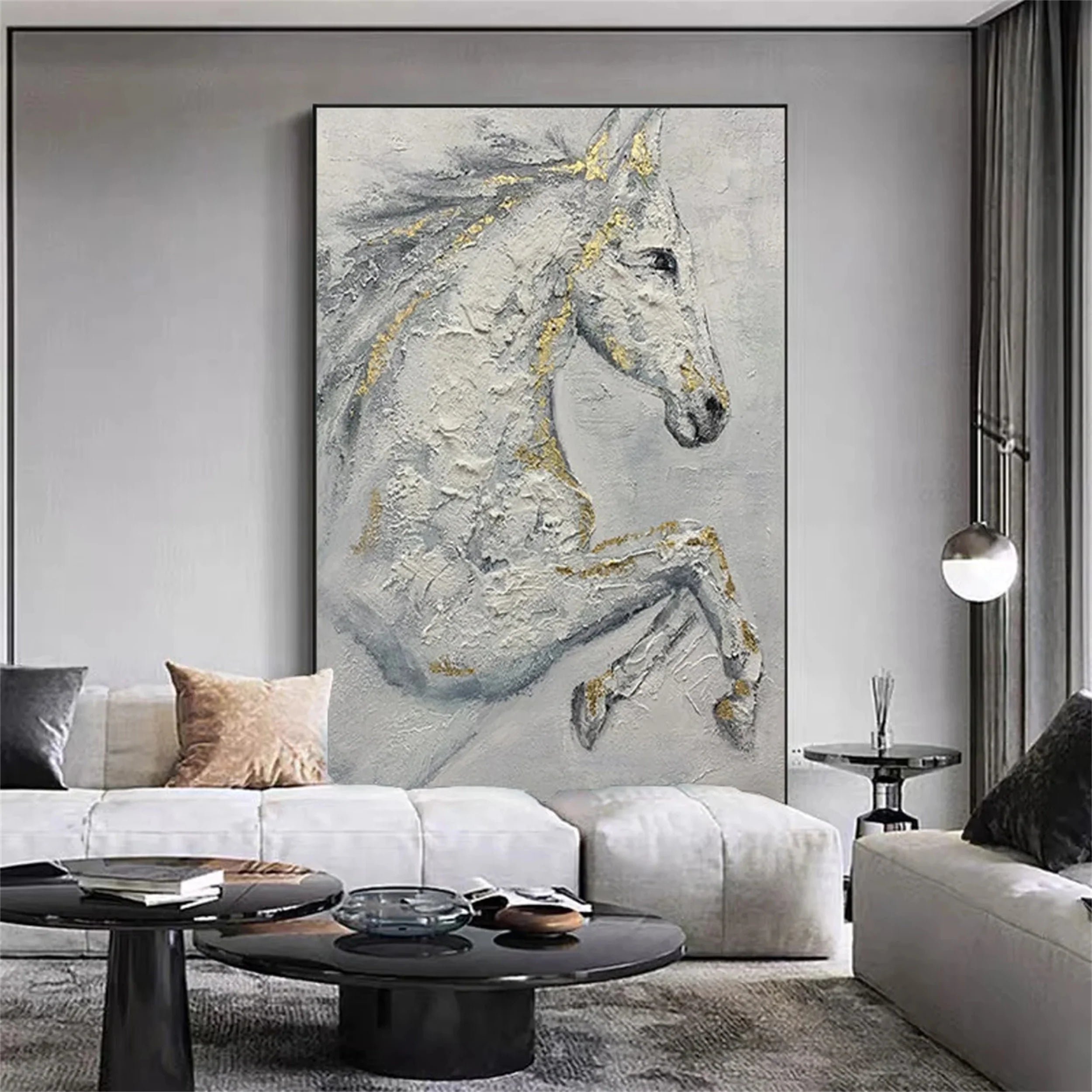 White Horse Abstract Animal Wall Art #AM002