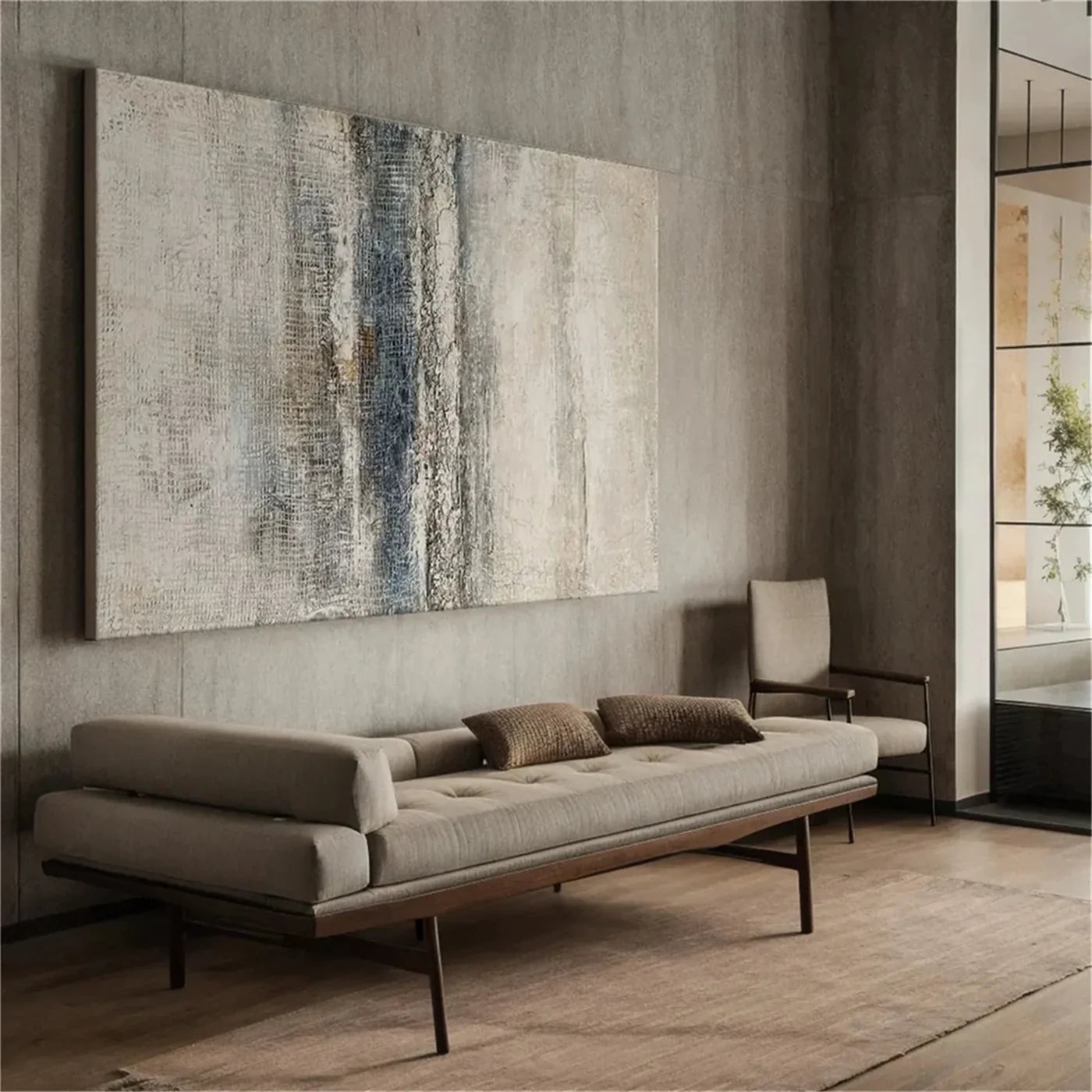 Wabi-Sabi Beige Gray Tone Abstract Oil Painting #WA108