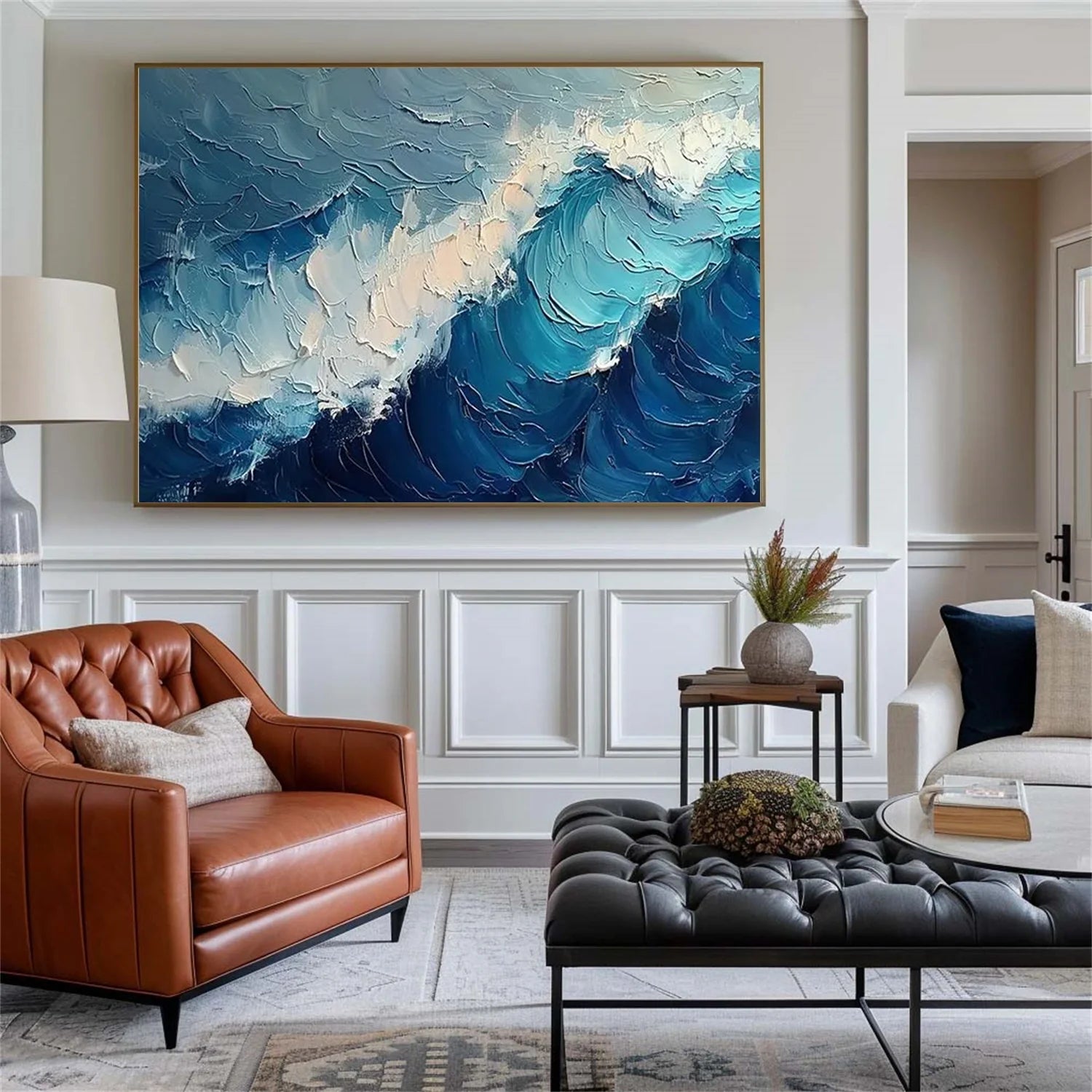 Blue Sea & Sky Abstract Textured Wall Art #SK124