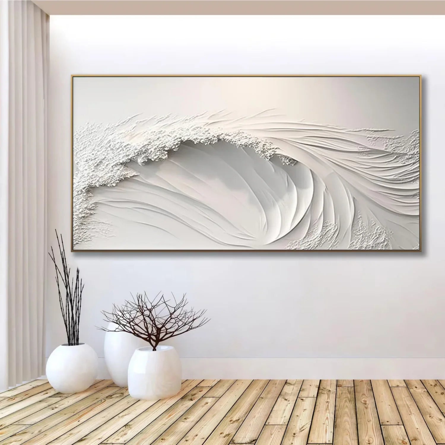 White Minimalistic Ocean Textured Art #MD216
