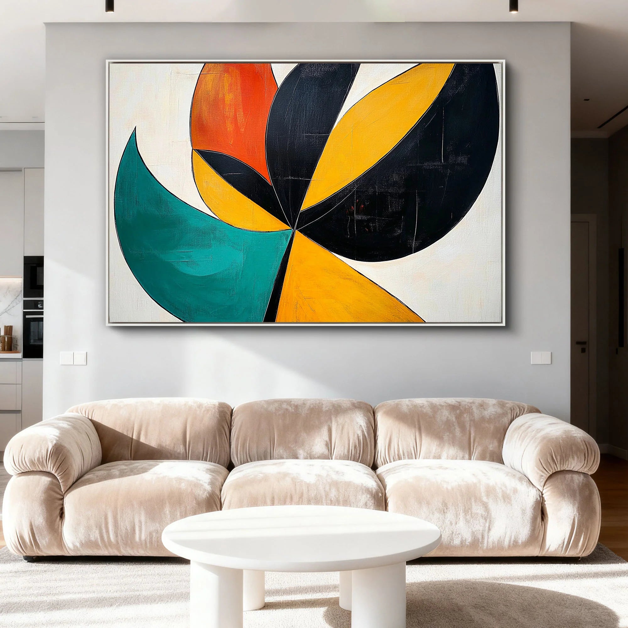Bold Color Block Geometric Abstract Impasto Oil Painting #PO387