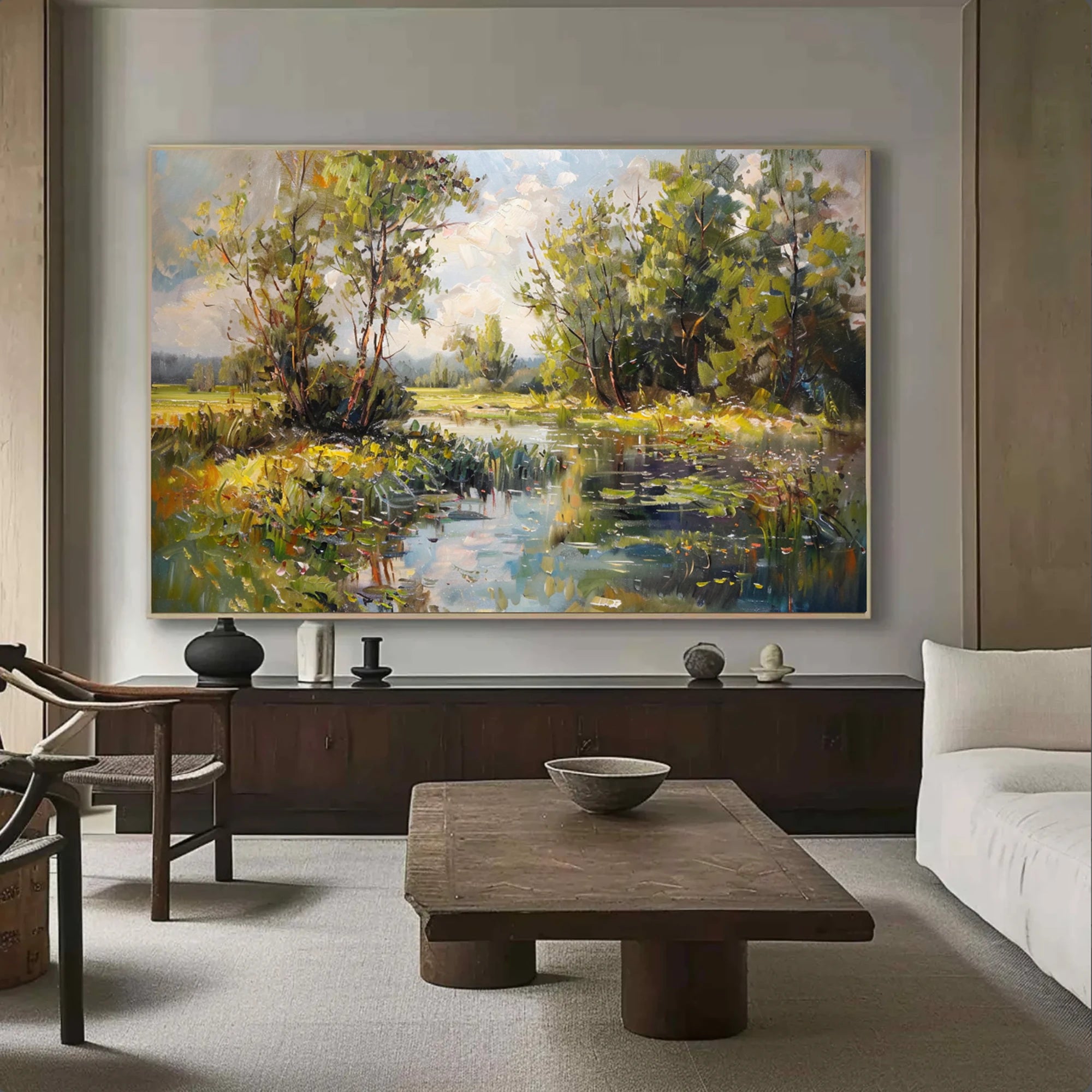 Impressionist River Landscape Oil Painting #FT581
