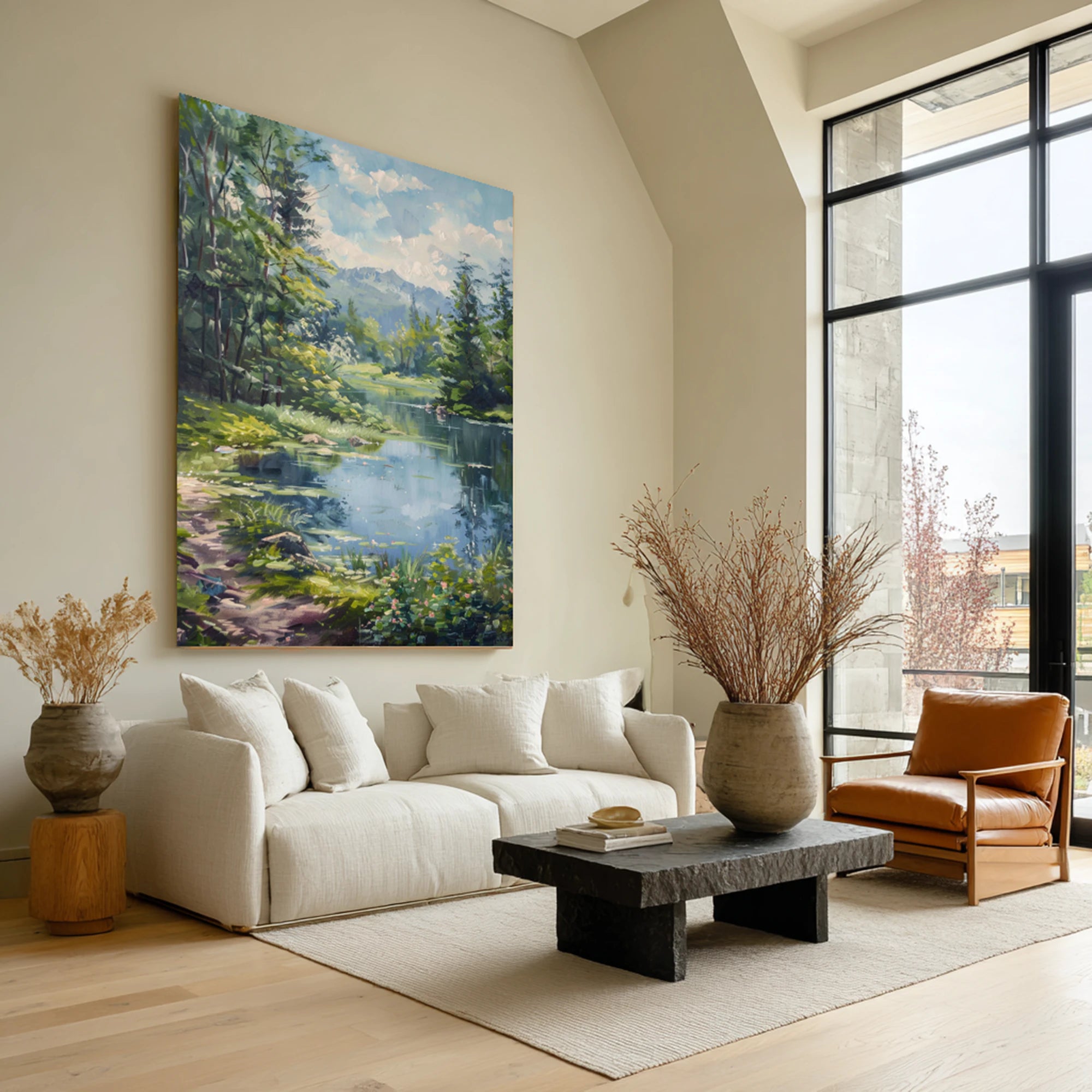 Forest Lake Landscape Oil Painting #FJ637