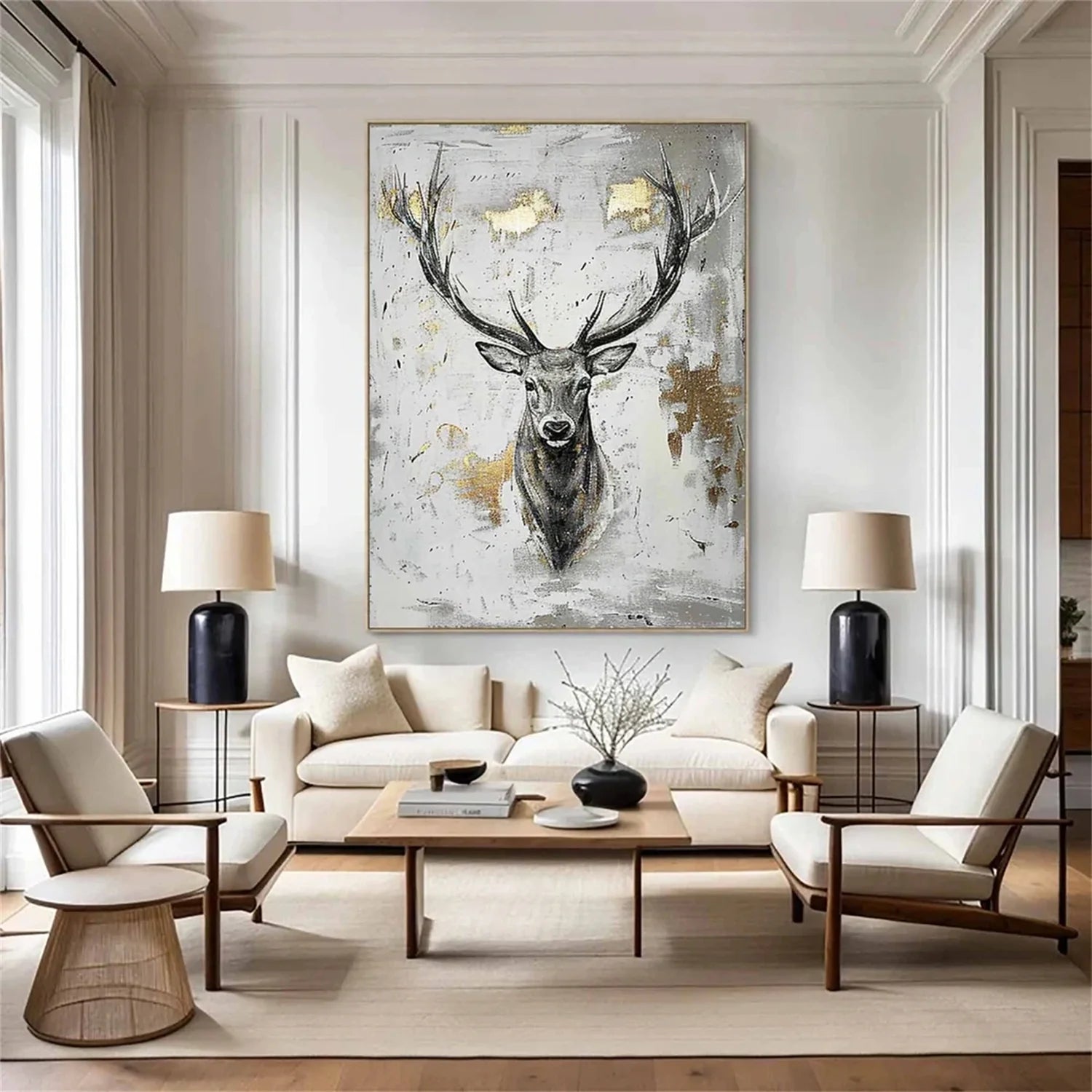 Black and White Abstract Animal Wall Art #AM080