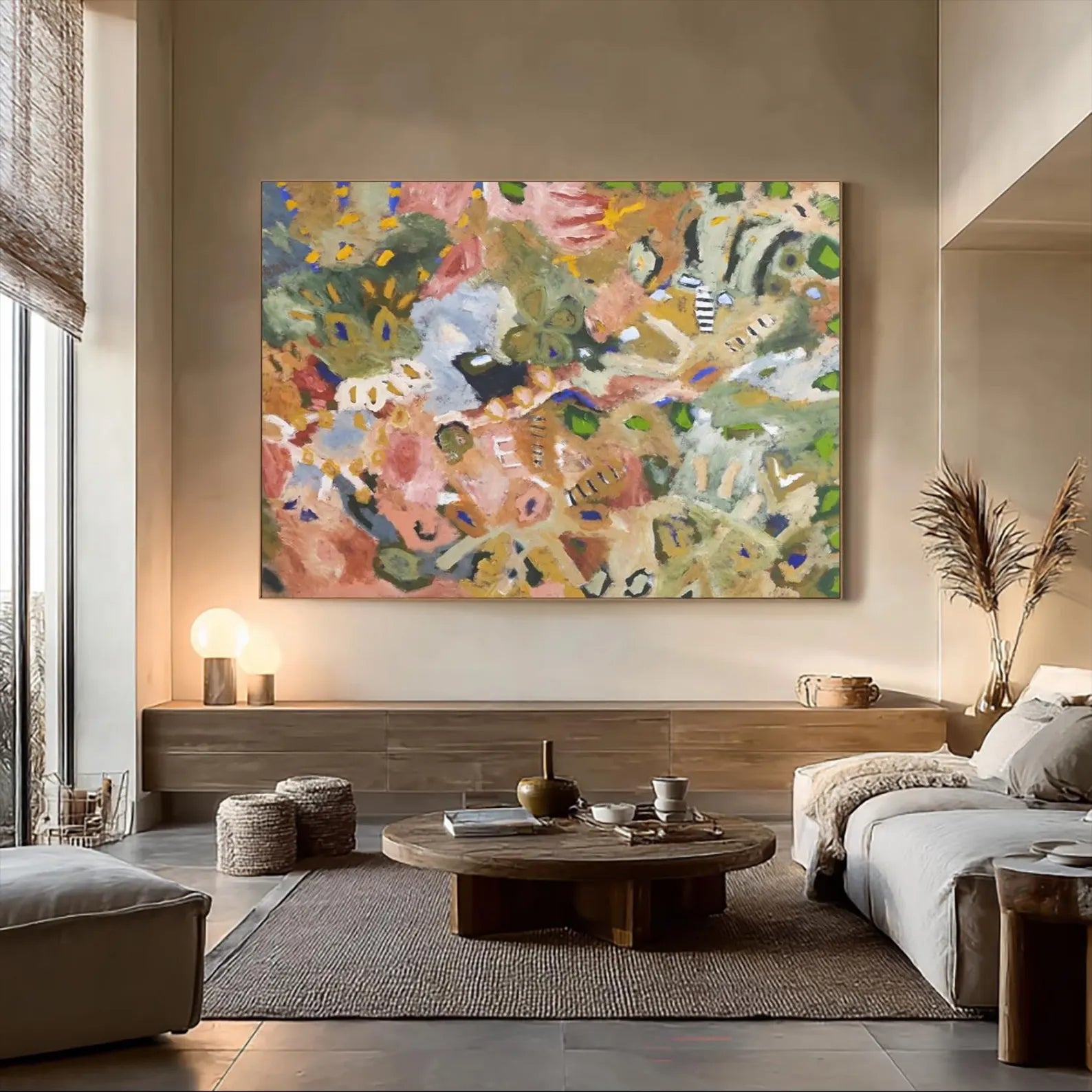 Hand-Painted Abstract Botanical Oil Painting | Earthy Tones Wall Art #BH174