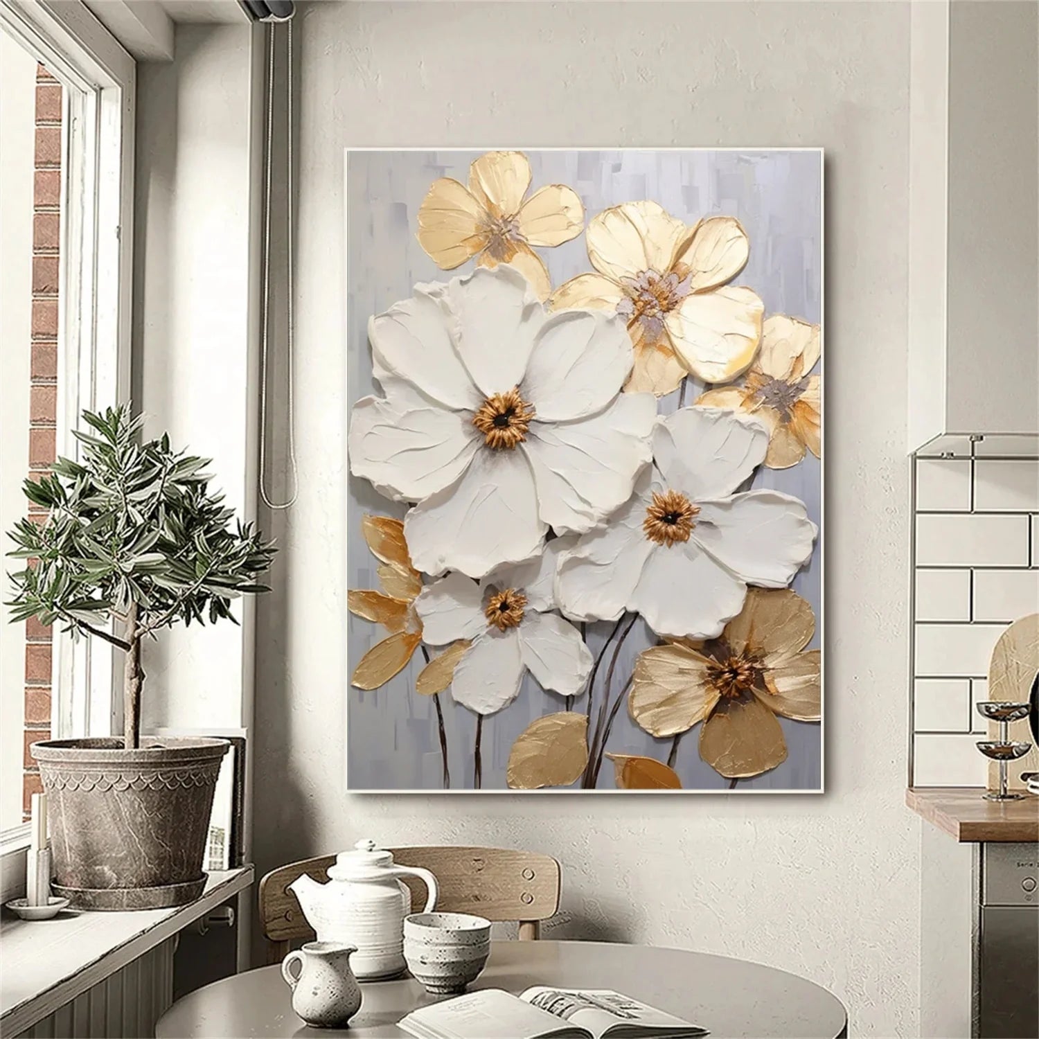 Flower & Tree Abstract Textured Wall Art #FT095