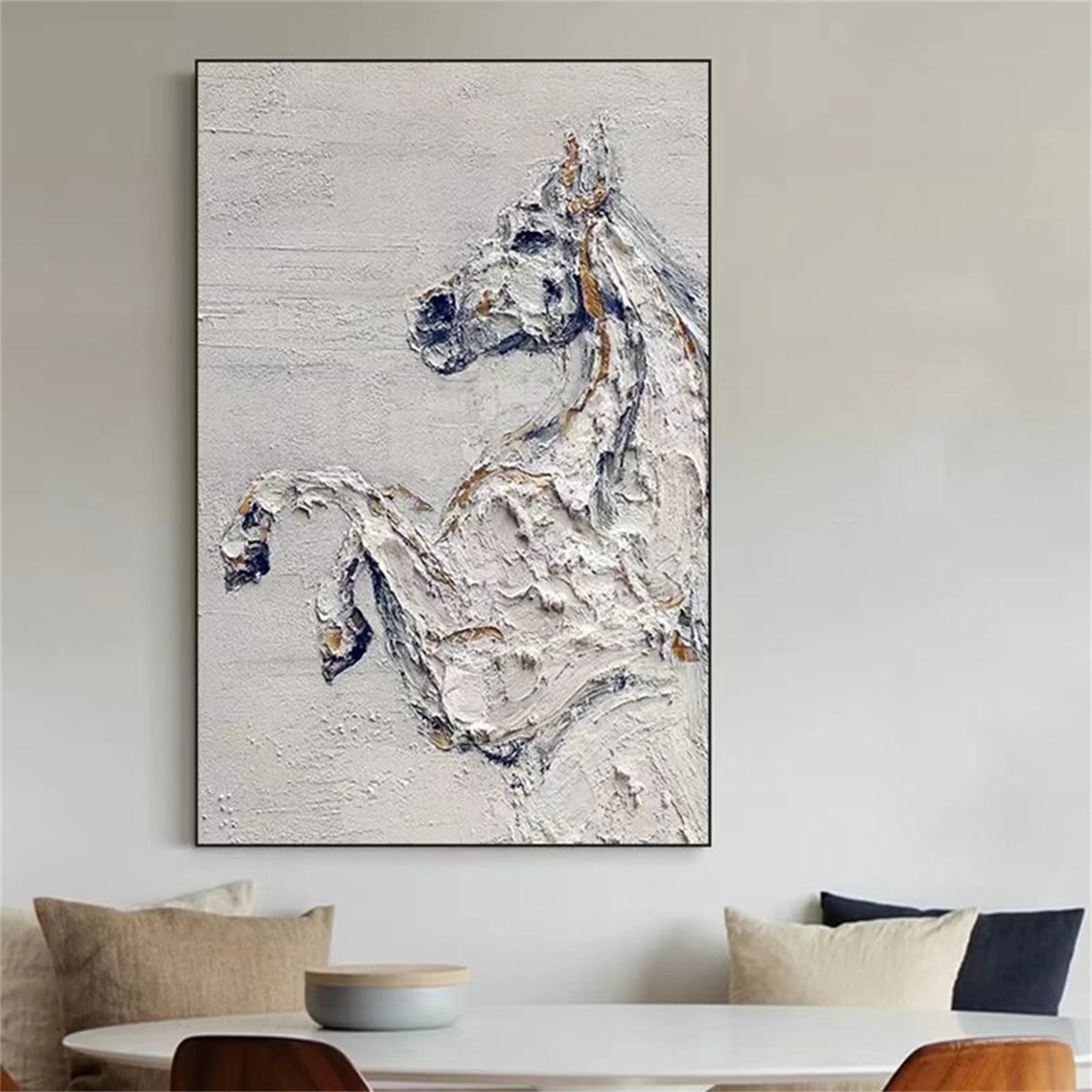 Beige Horse Abstract Animal Wall Art #AM041