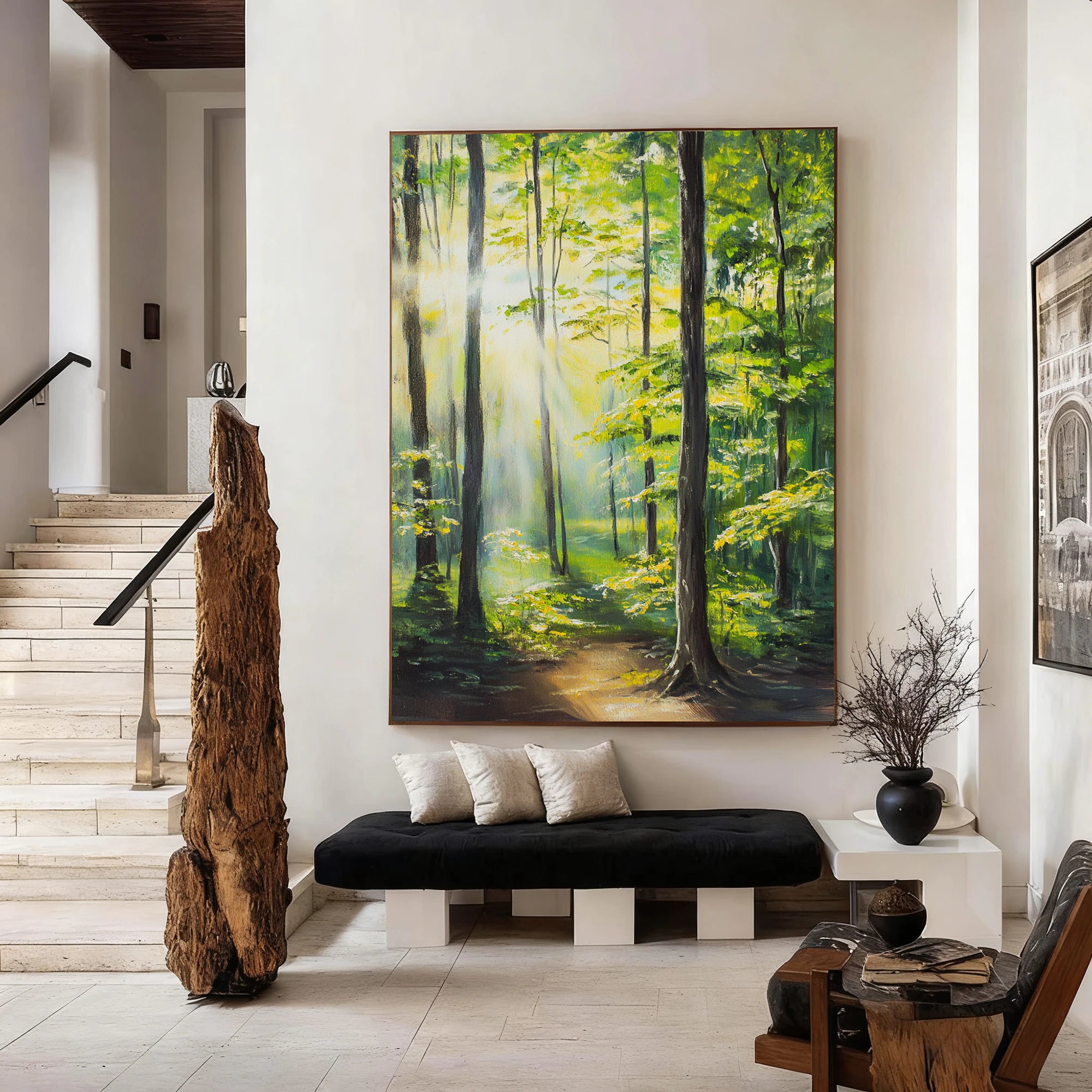 Sunlit Forest Path Hand-Painted Oil Painting #FJ673