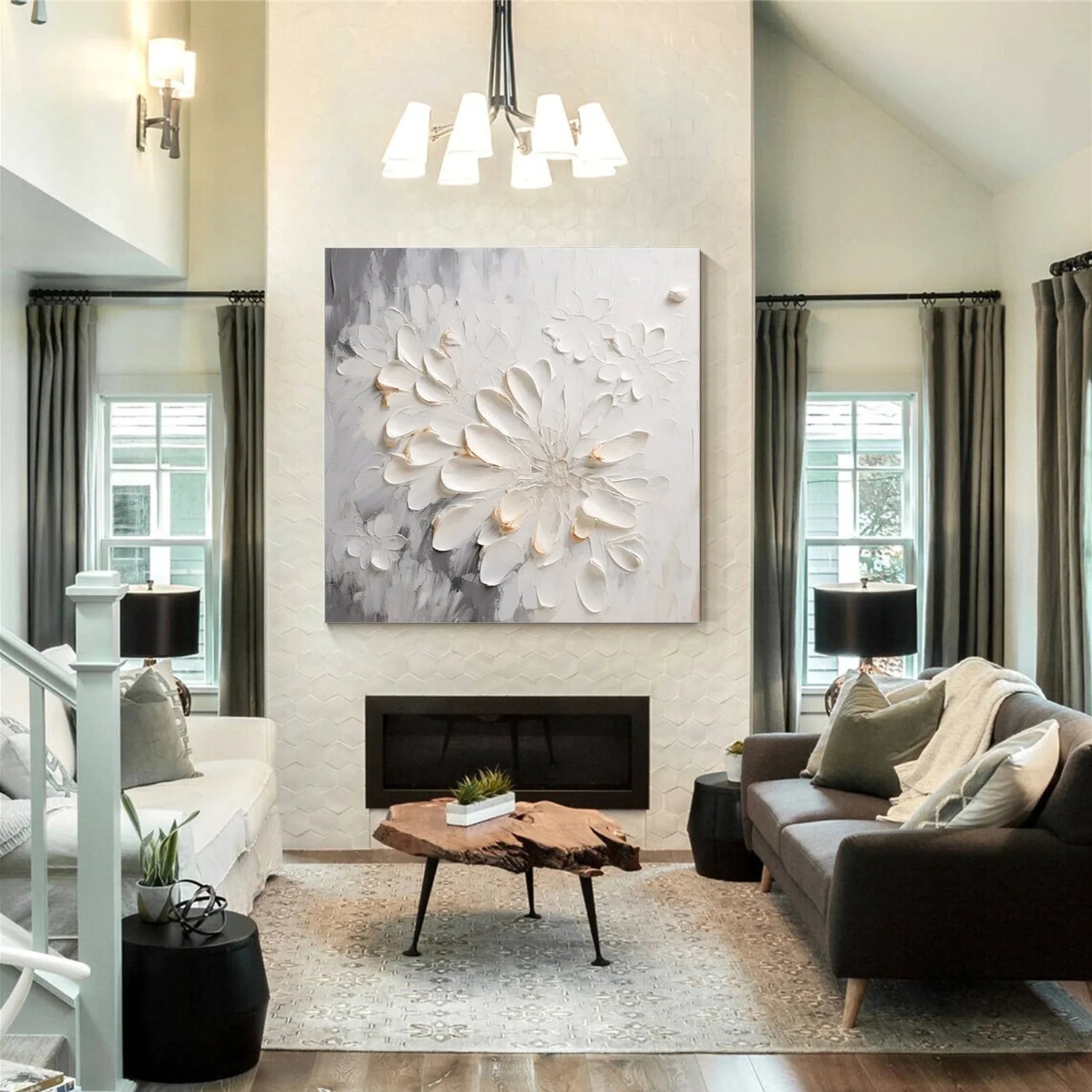 Flower & Tree Abstract Textured Wall Art #FT113