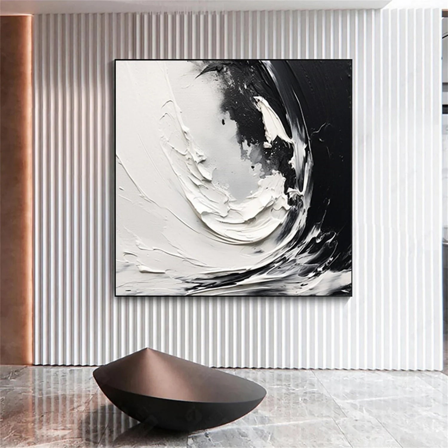 Black and White Minimalist_Textured Canvas Art #MZ109