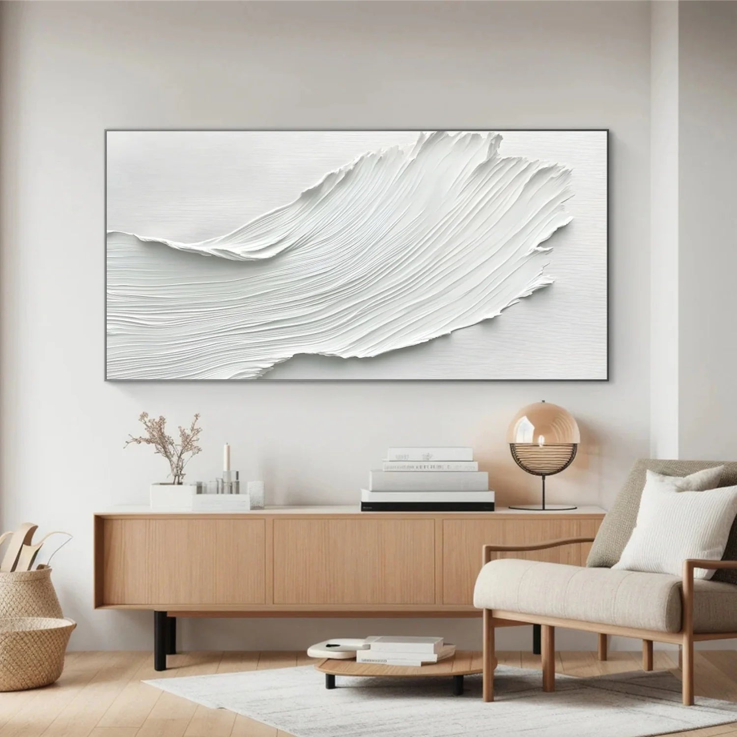 White Minimalist_Textured_Canvas Art #MD266