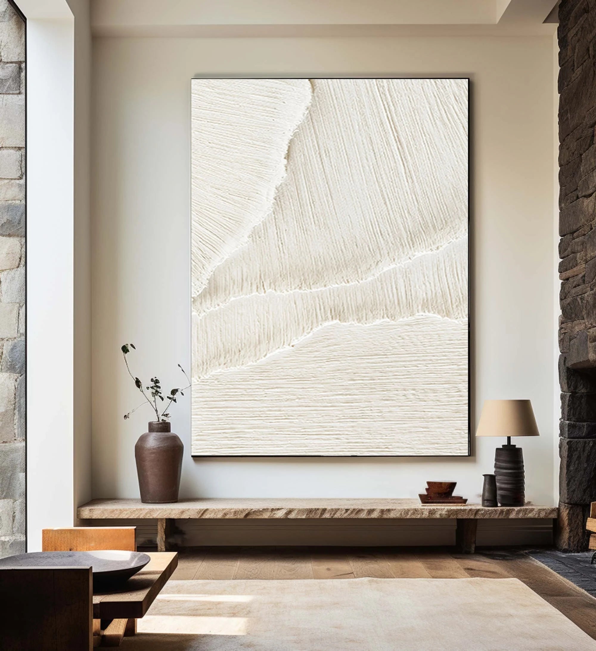 White Textured Abstract Oil Painting #MD152