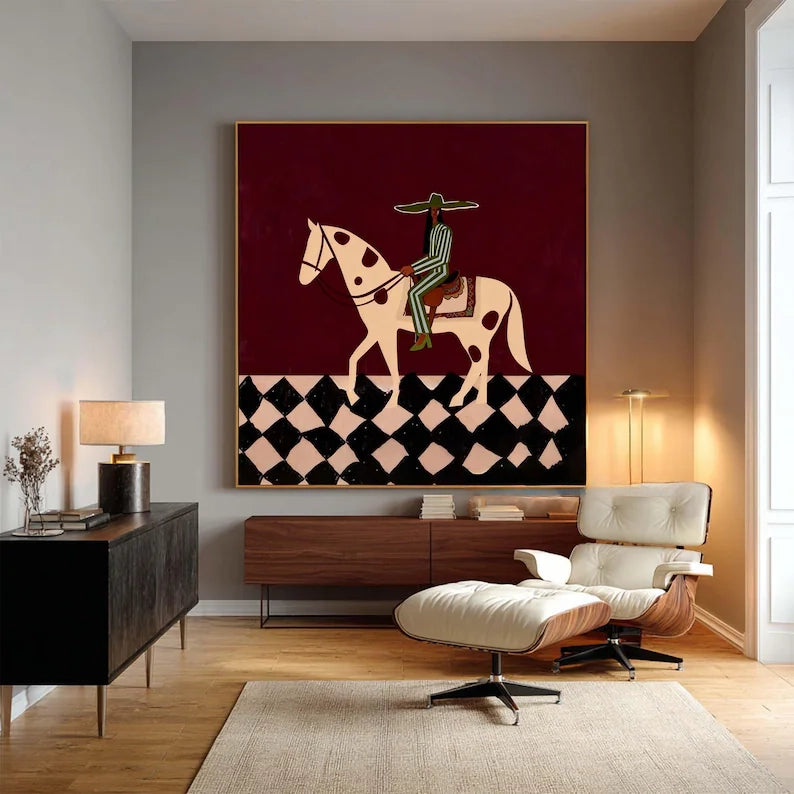 Modern Boho Cowboy Horse Art Print #MD226