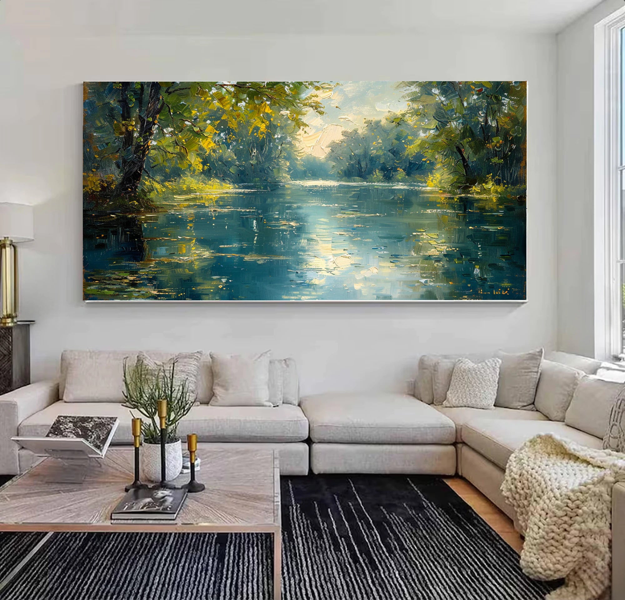 Serene River Landscape Oil Painting #FT580