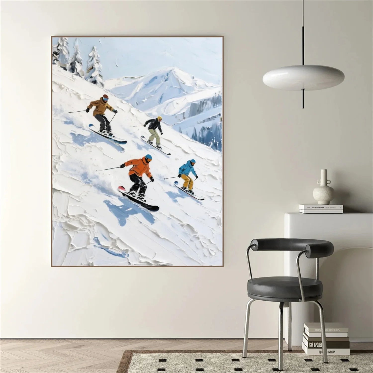 Skiing Sport Textured_Wall Art #AS059