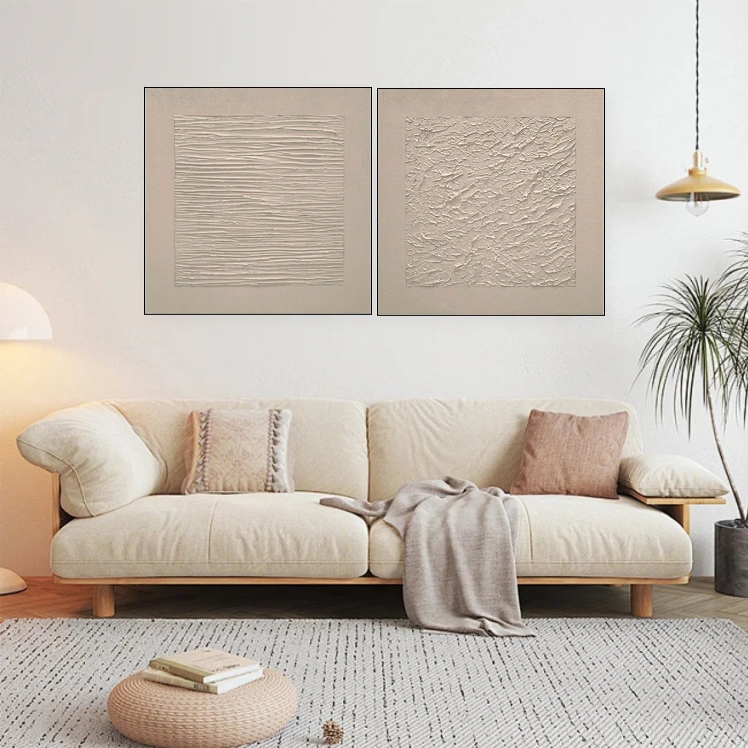 Beige Minimalist_Textured Canvas Art Set of 2 #MZ105