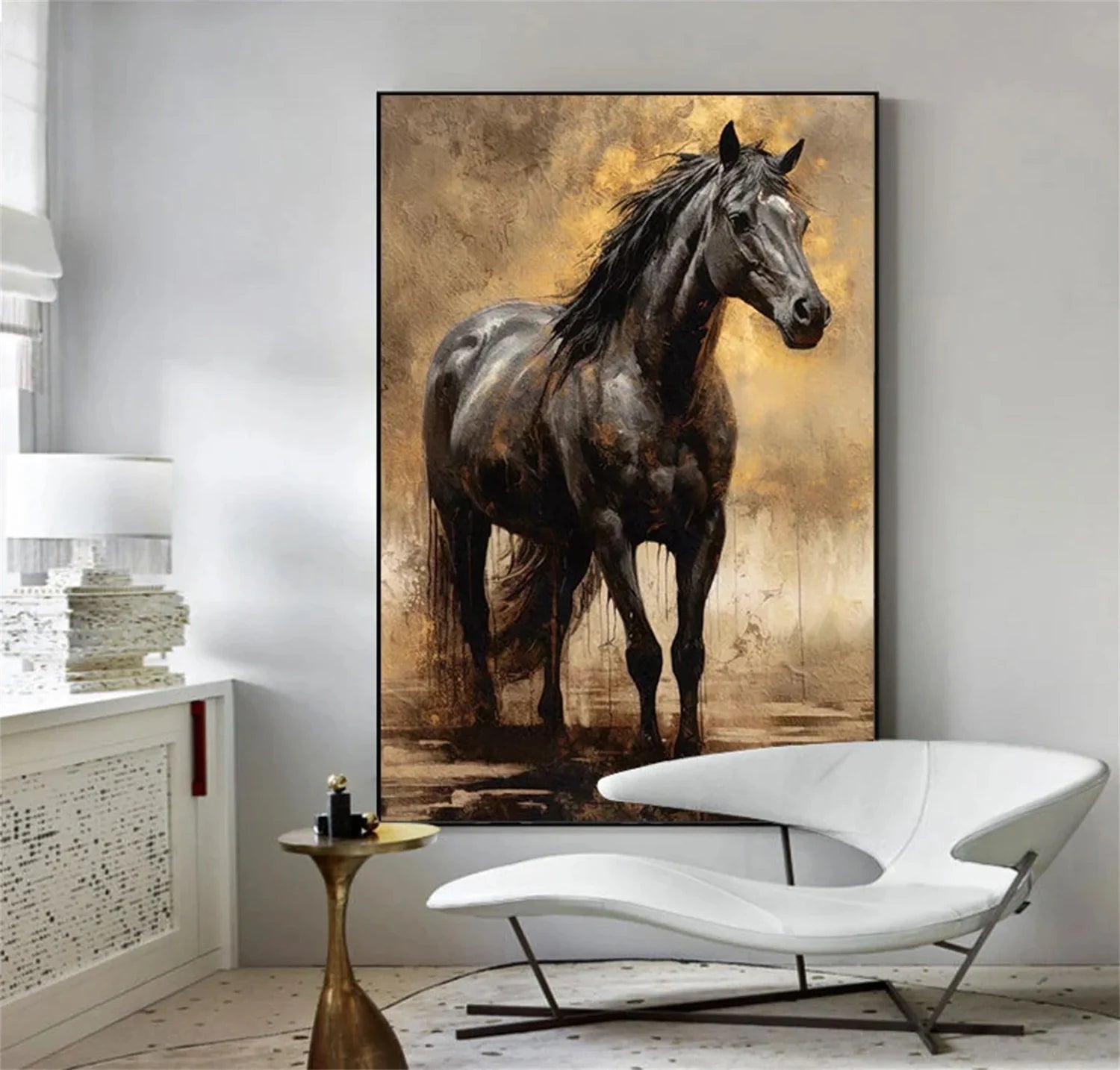 Beige and Brown House Abstract Animal Wall Art #AM056