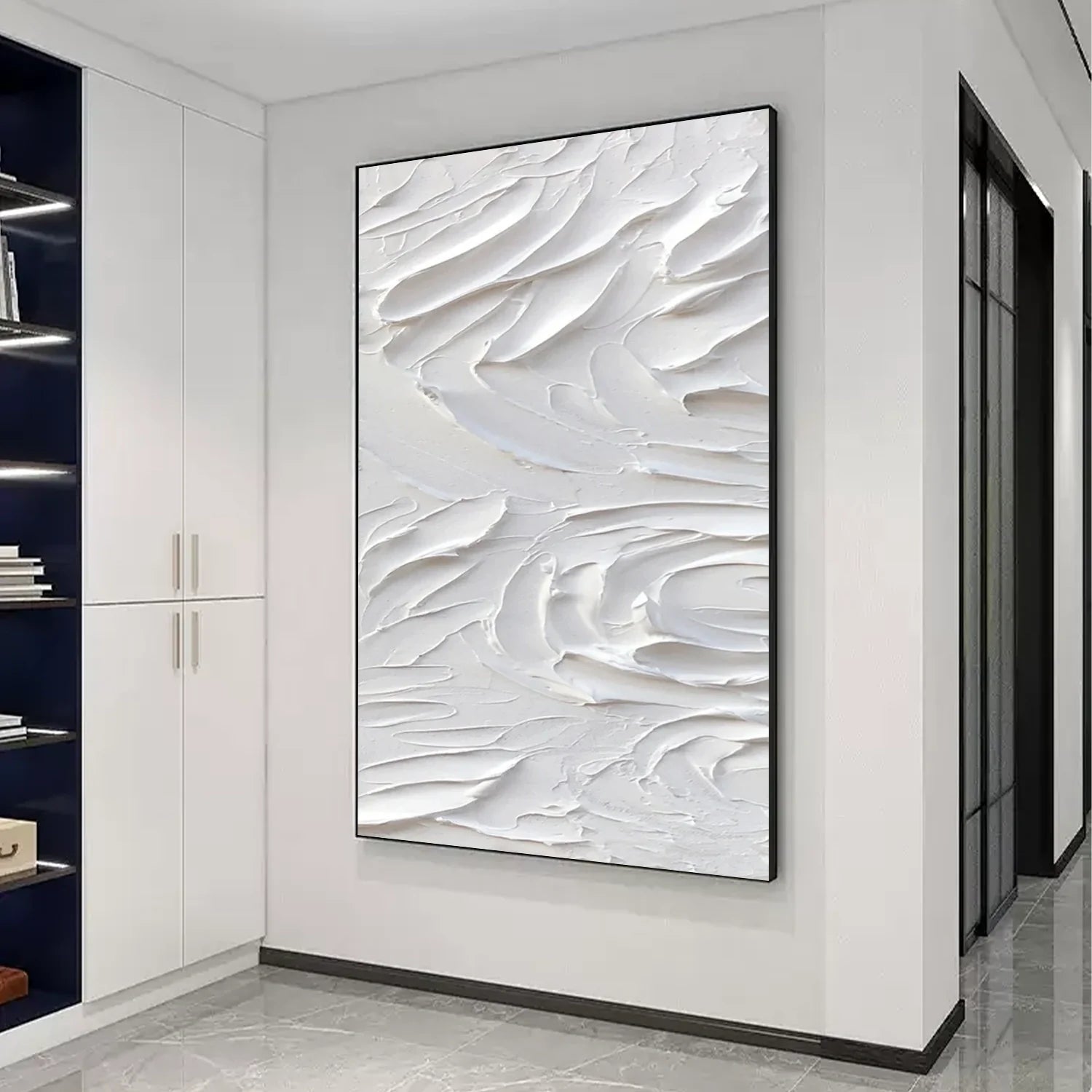 White Minimalistic Textured Art #MD239