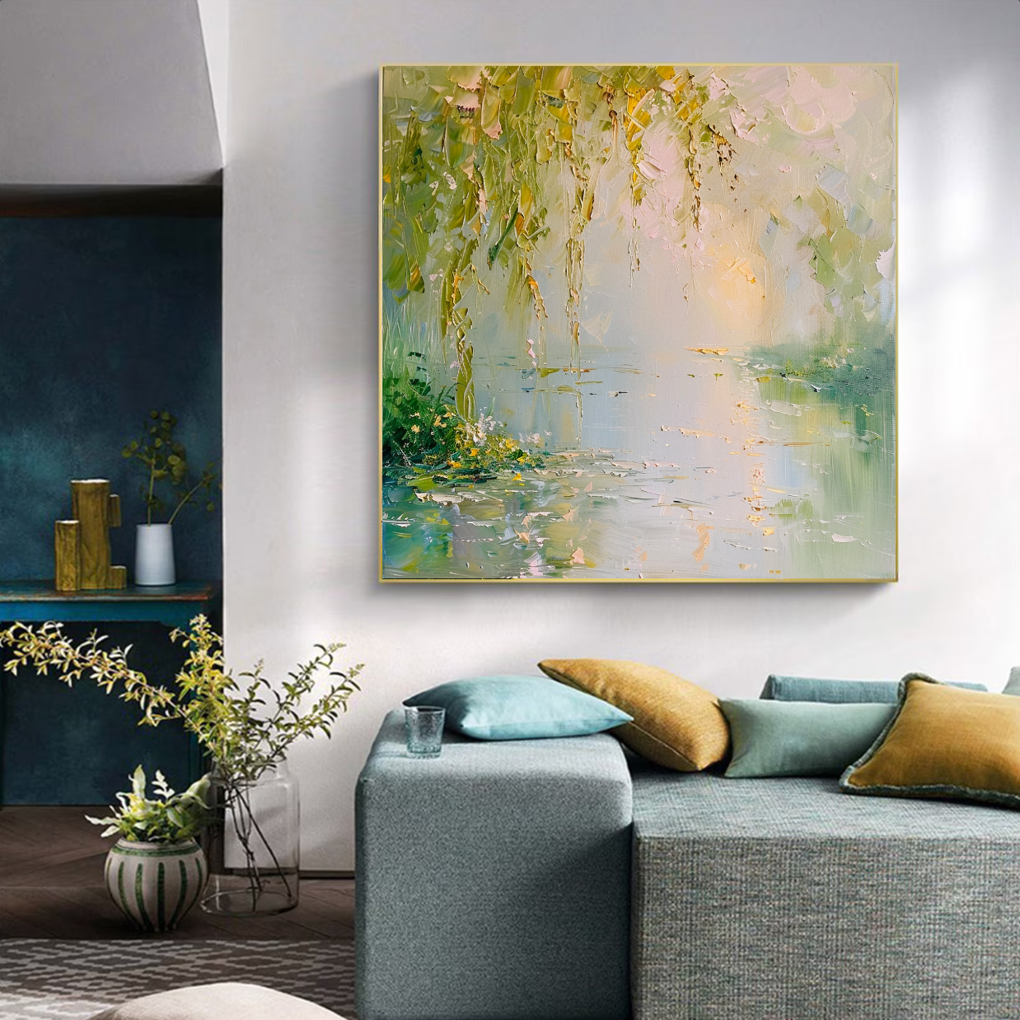 Impressionist Pond Landscape Wall Art #FT339