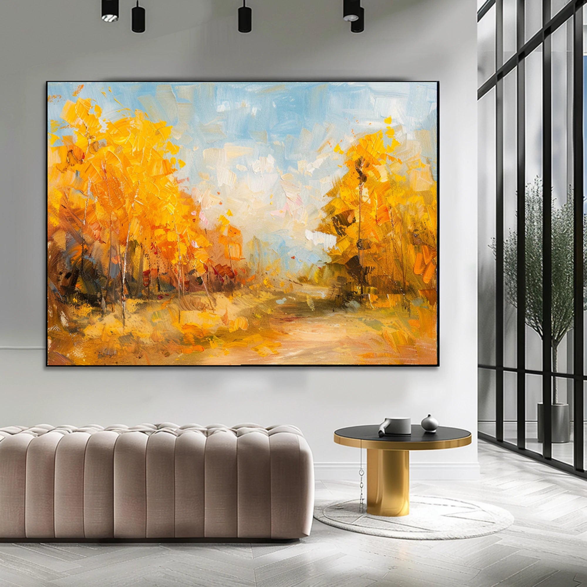 Autumn Forest Path Abstract Oil Painting #FT574