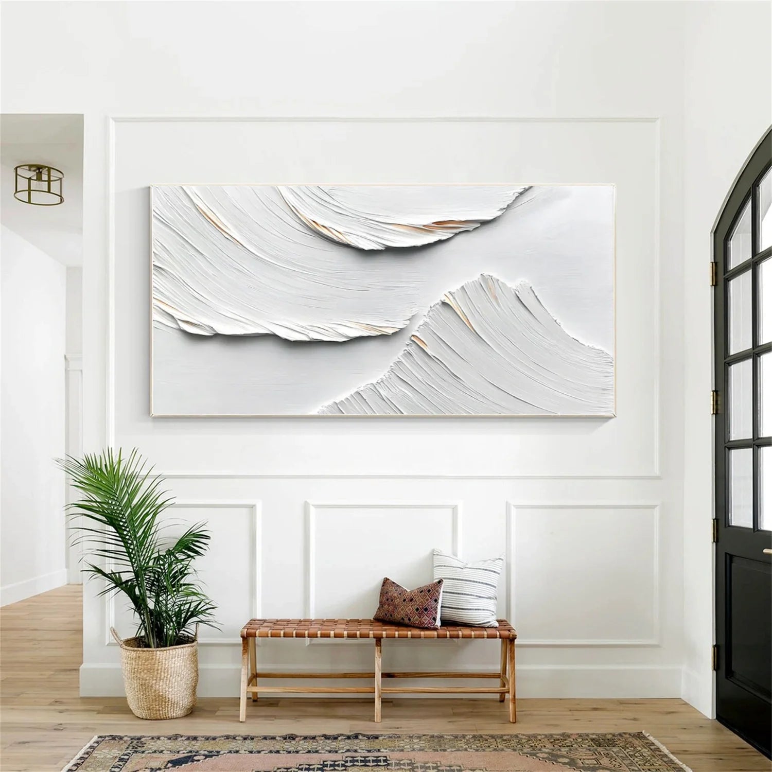 White Minimalist_Textured_Canvas Art #MD267