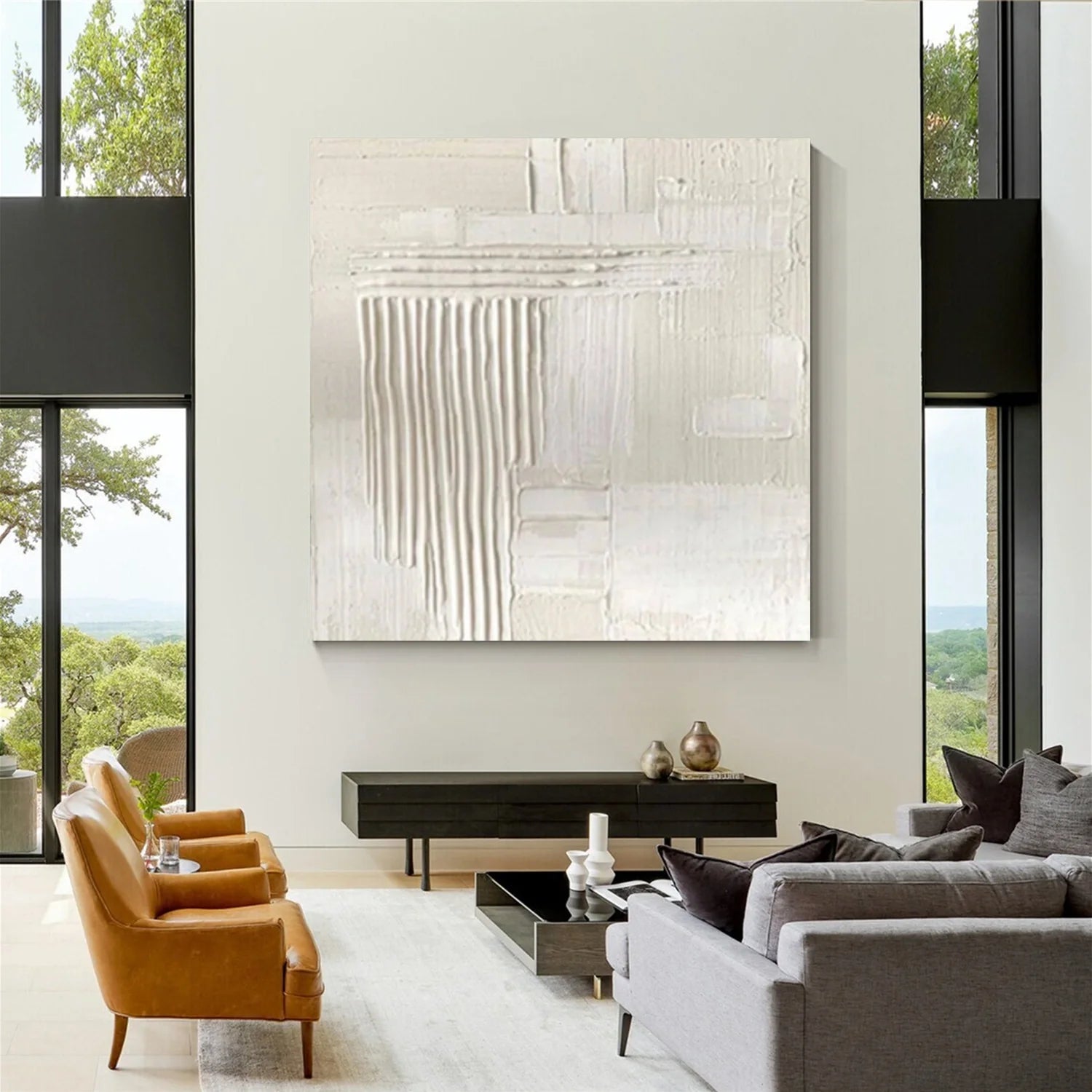 White Minimalistic Textured Art #MD251