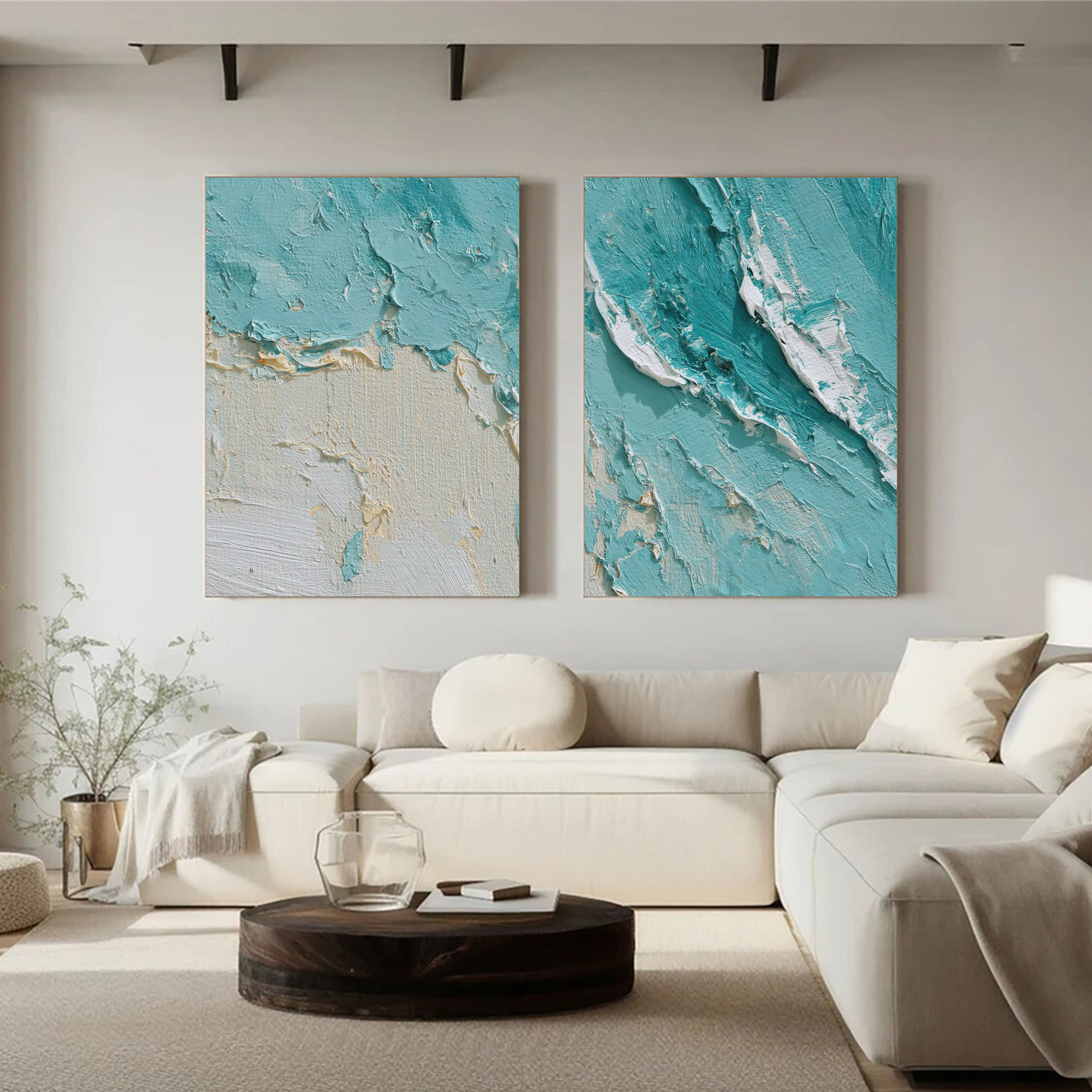 Sea & Sky Abstract_Textured_Wall Art Set of 2 #SK156