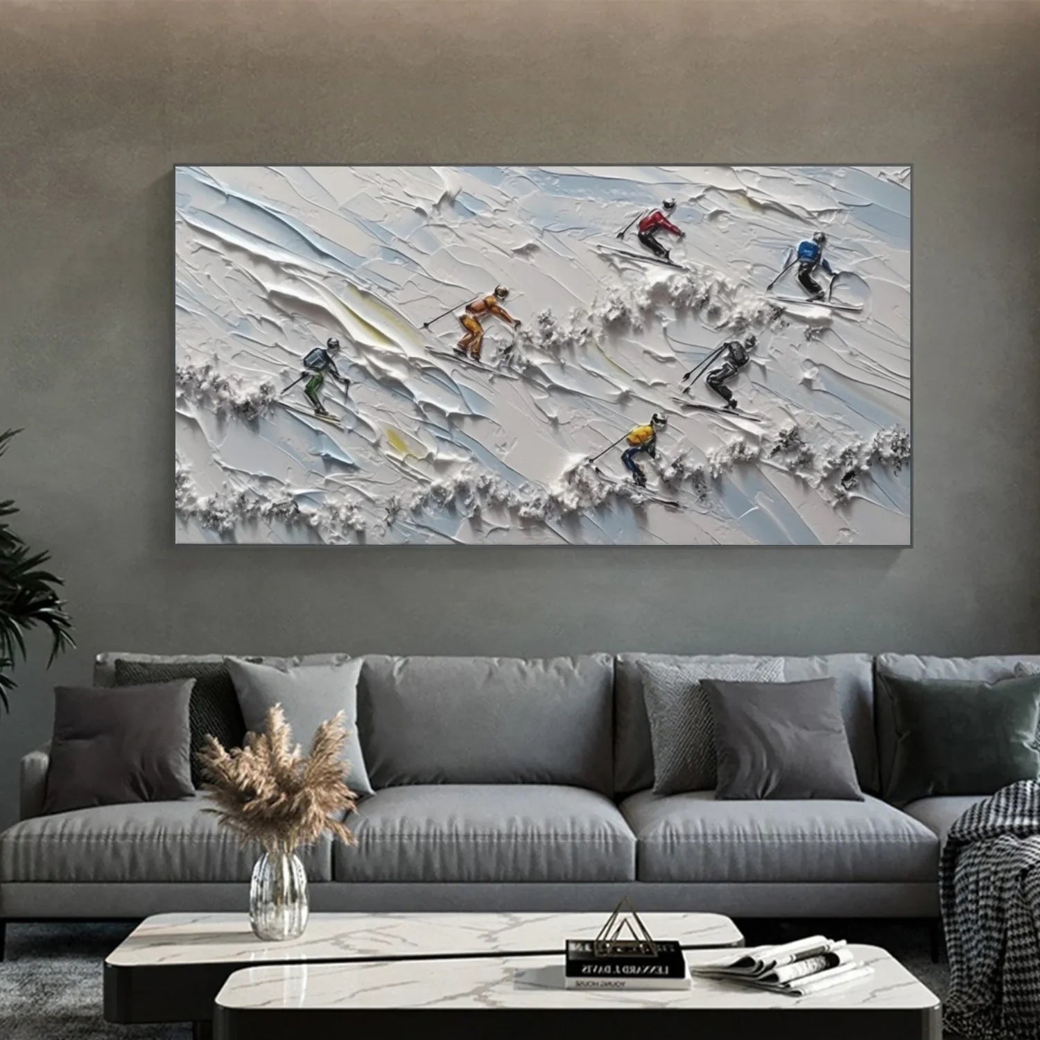 Skiing Sport_Textured Wall Art #AS051