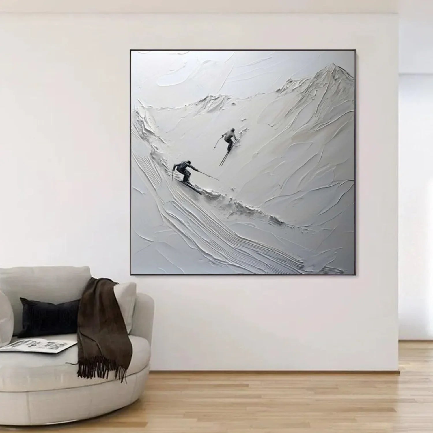 Skiing Sport Textured Wall Art #AS062