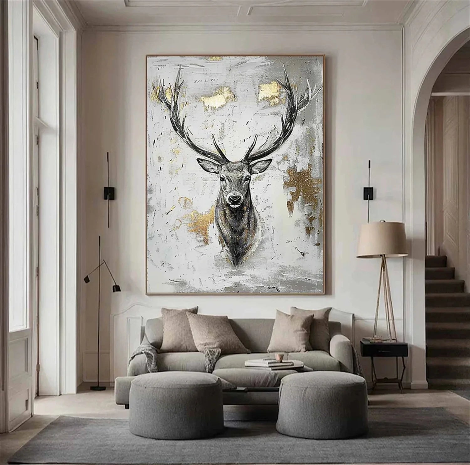 Black and White Abstract Animal Wall Art #AM080