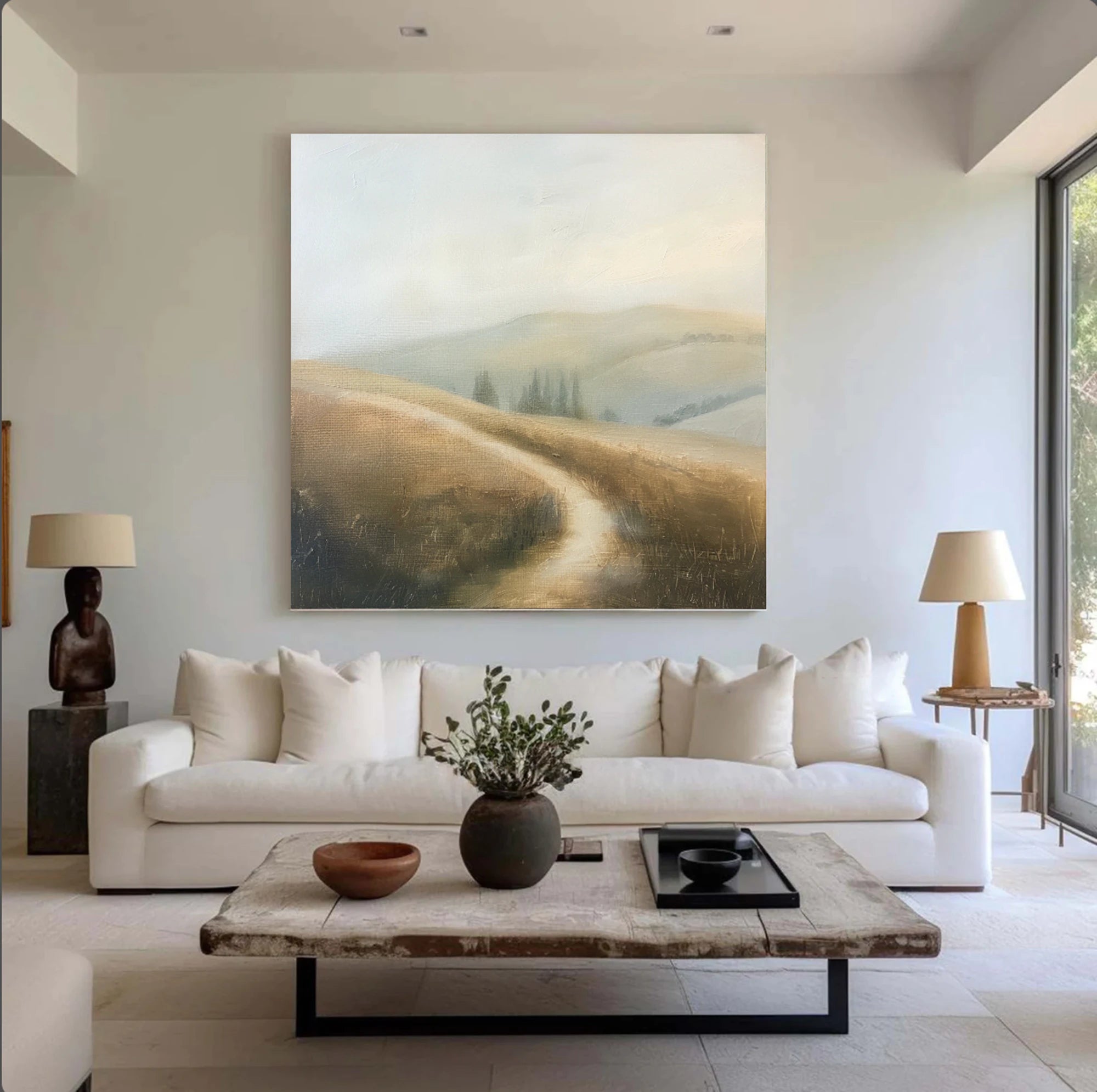 Hand-painted Neutral Landscape Wall Art #FT526
