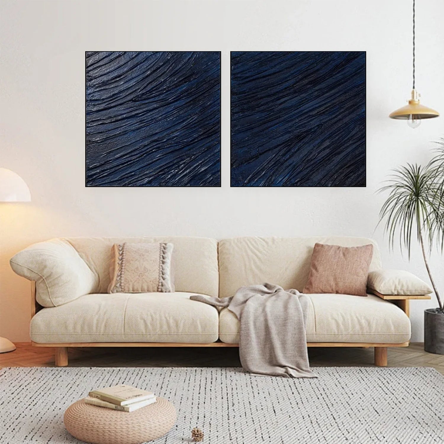 Blue Minimalist_Textured Canvas Art Set of 2 #MZ104