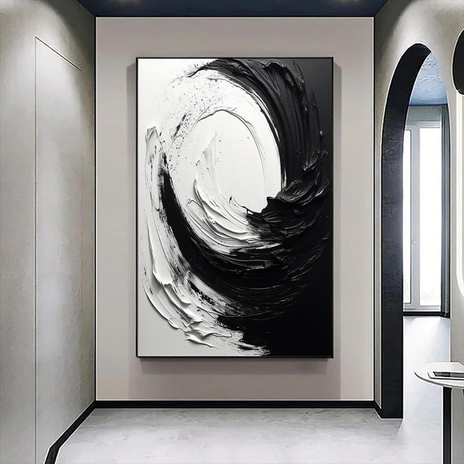 White and Black Minimalistic Textured Art #MD213