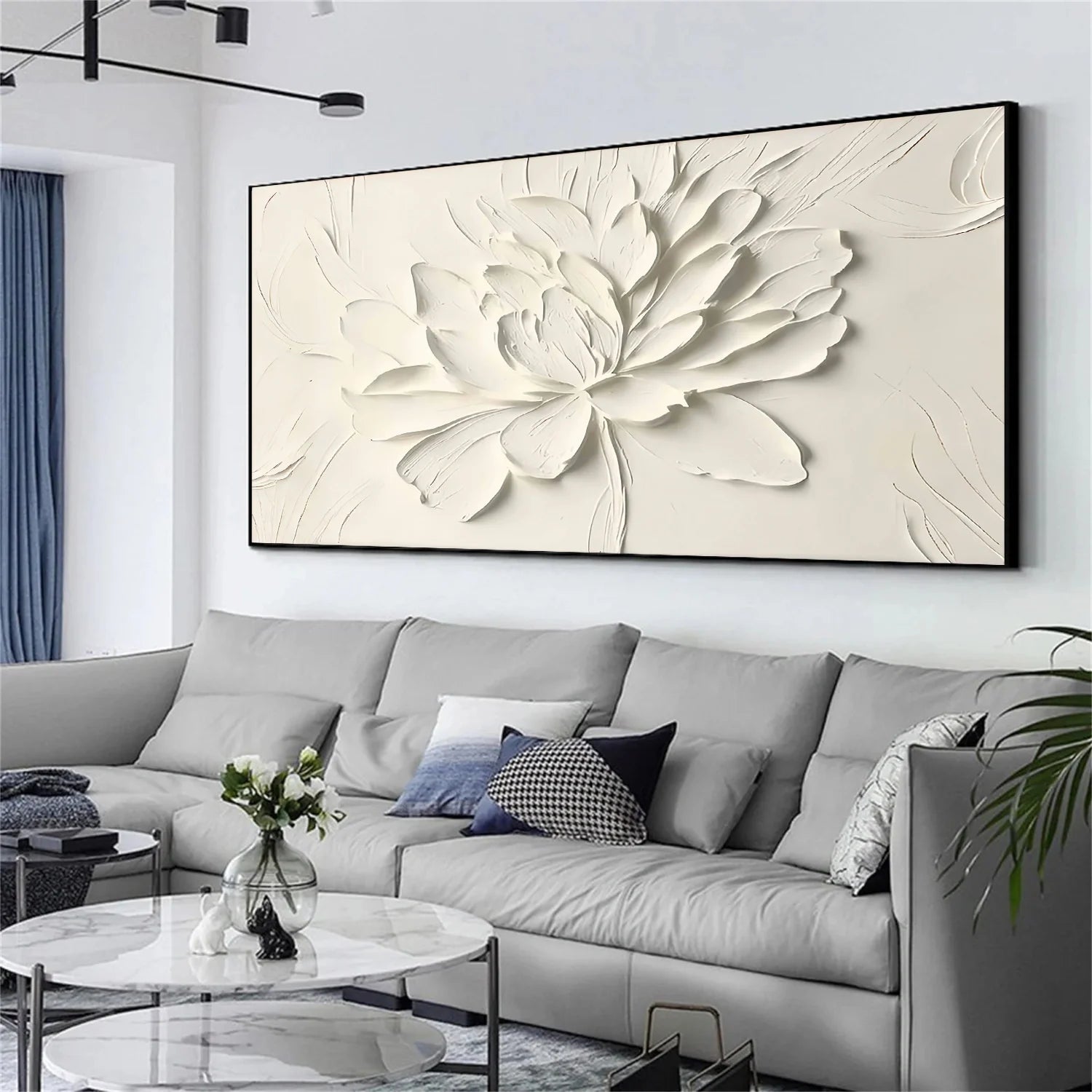 White Flower & Tree Abstract_Textured Wall Art #FT138