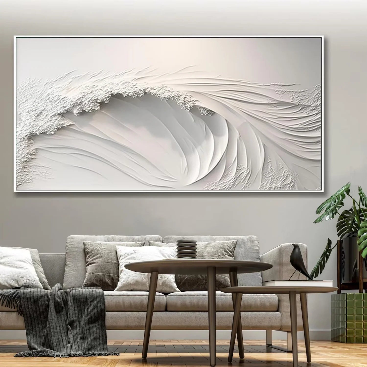 White Minimalistic Ocean Textured Art #MD216