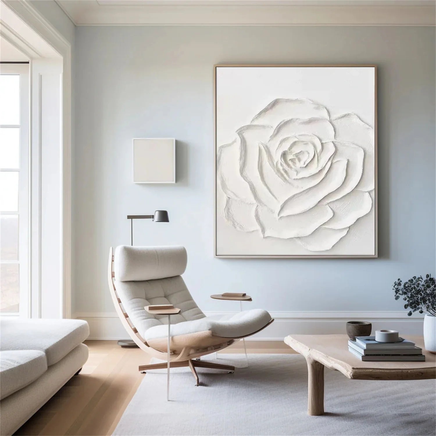 White Flower & Tree Abstract_Textured Wall Art #FT130