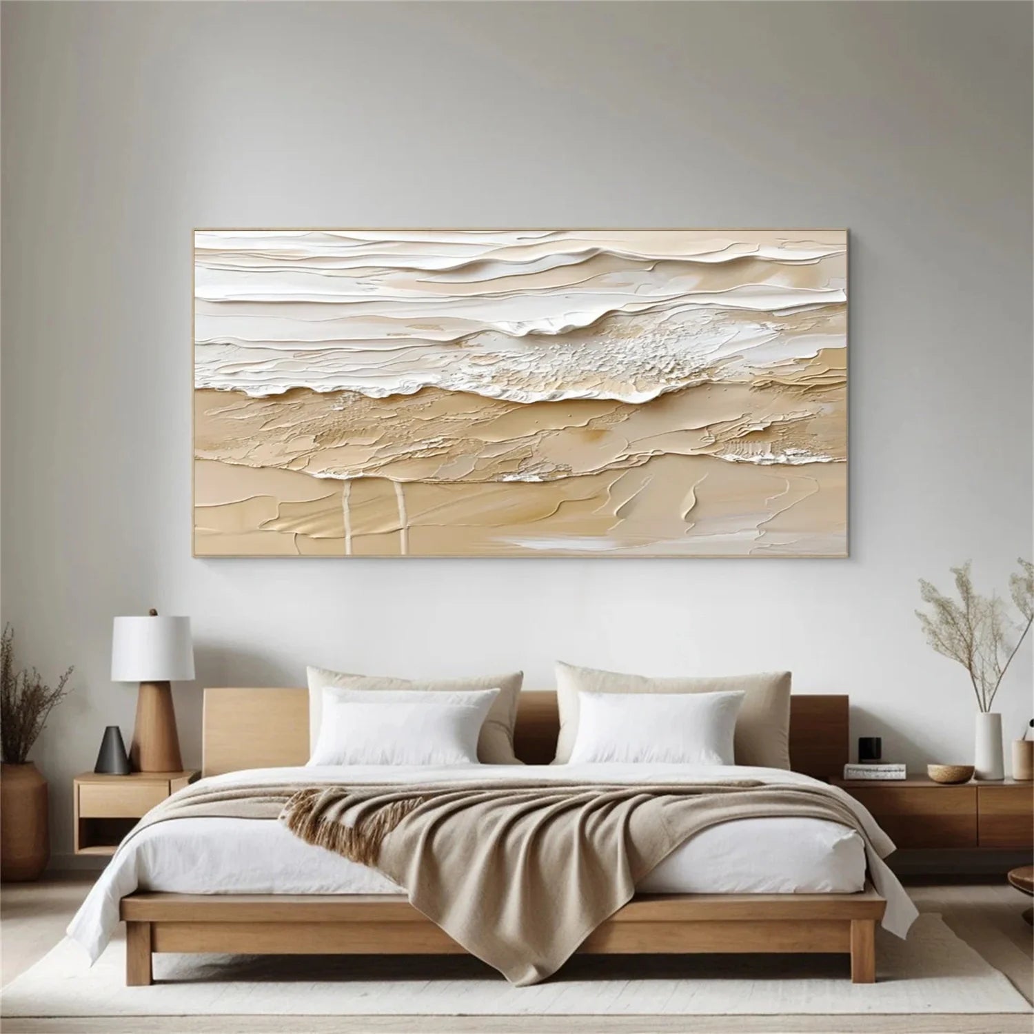 Beige and Brown Sea & Sky Abstract_Textured_Wall Art #SK139