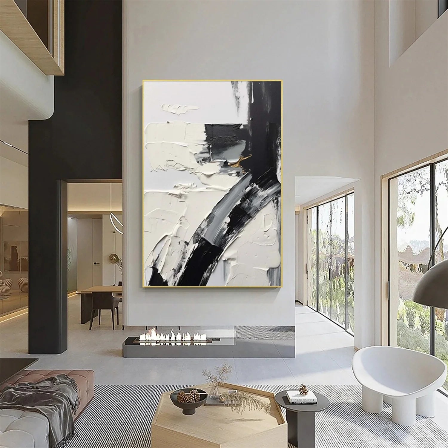 White and Black Minimalistic Textured Art #MD244