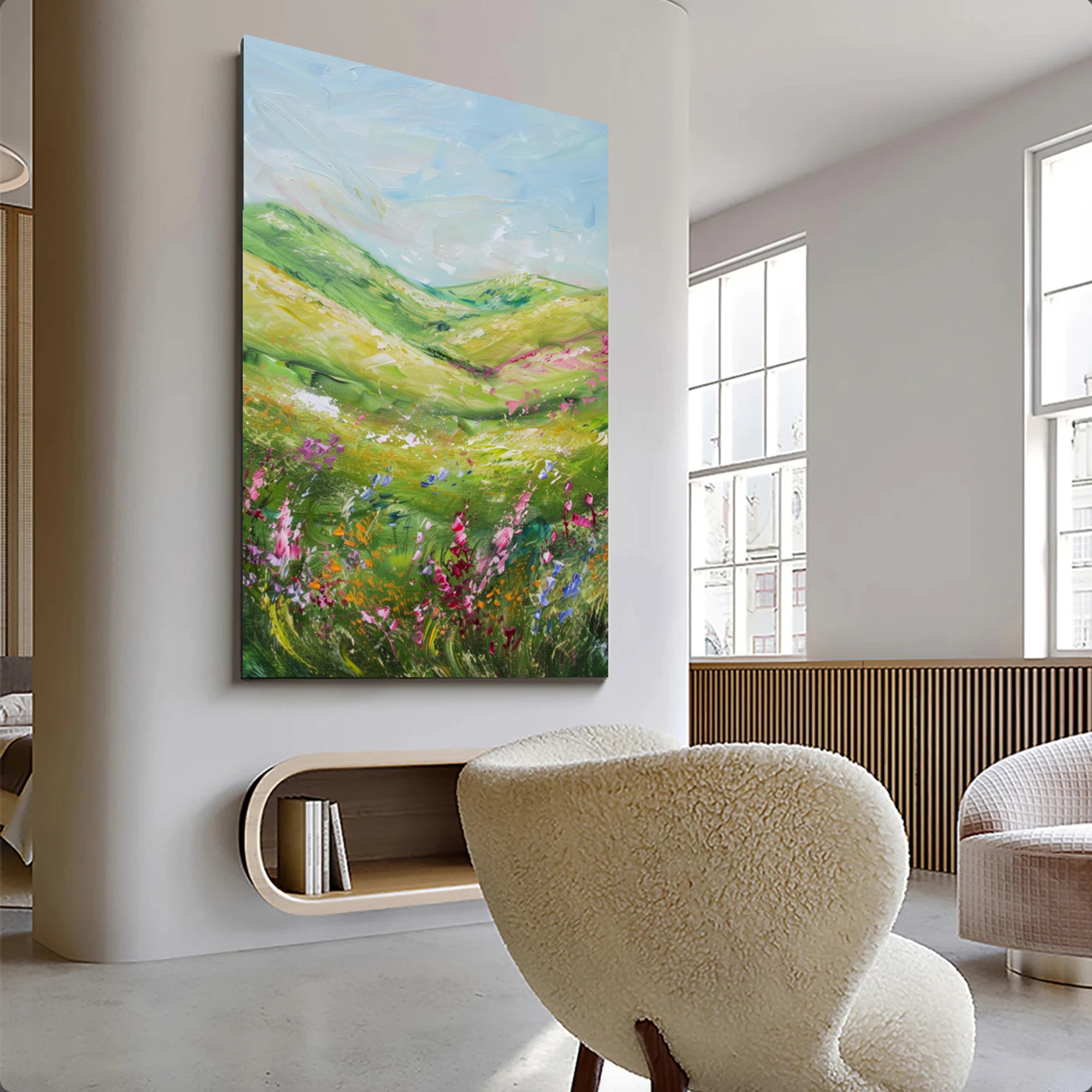 Colorful Wildflower Field Original Oil Art #FJ677