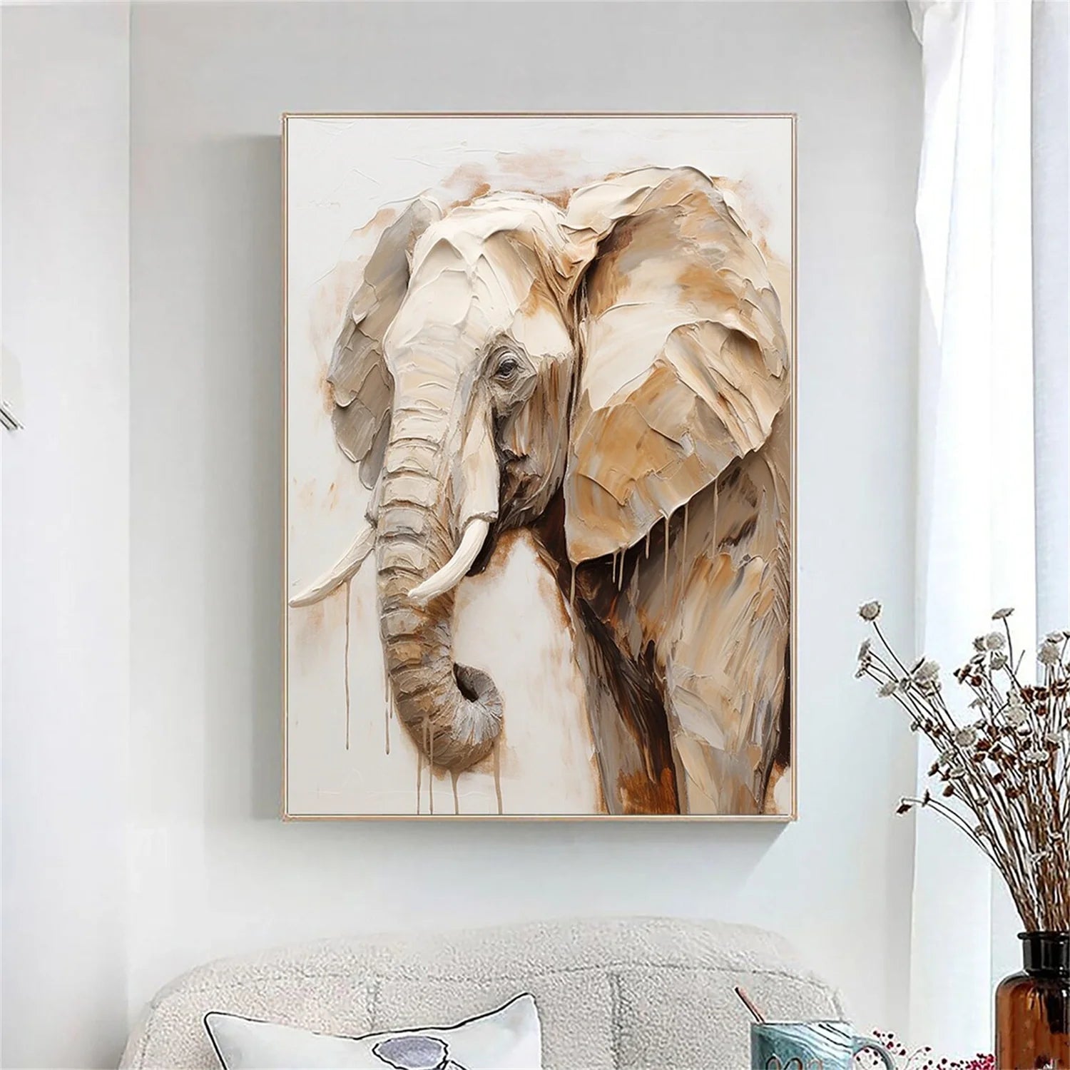 Beige and Brown Abstract Animal Wall Art #AM076