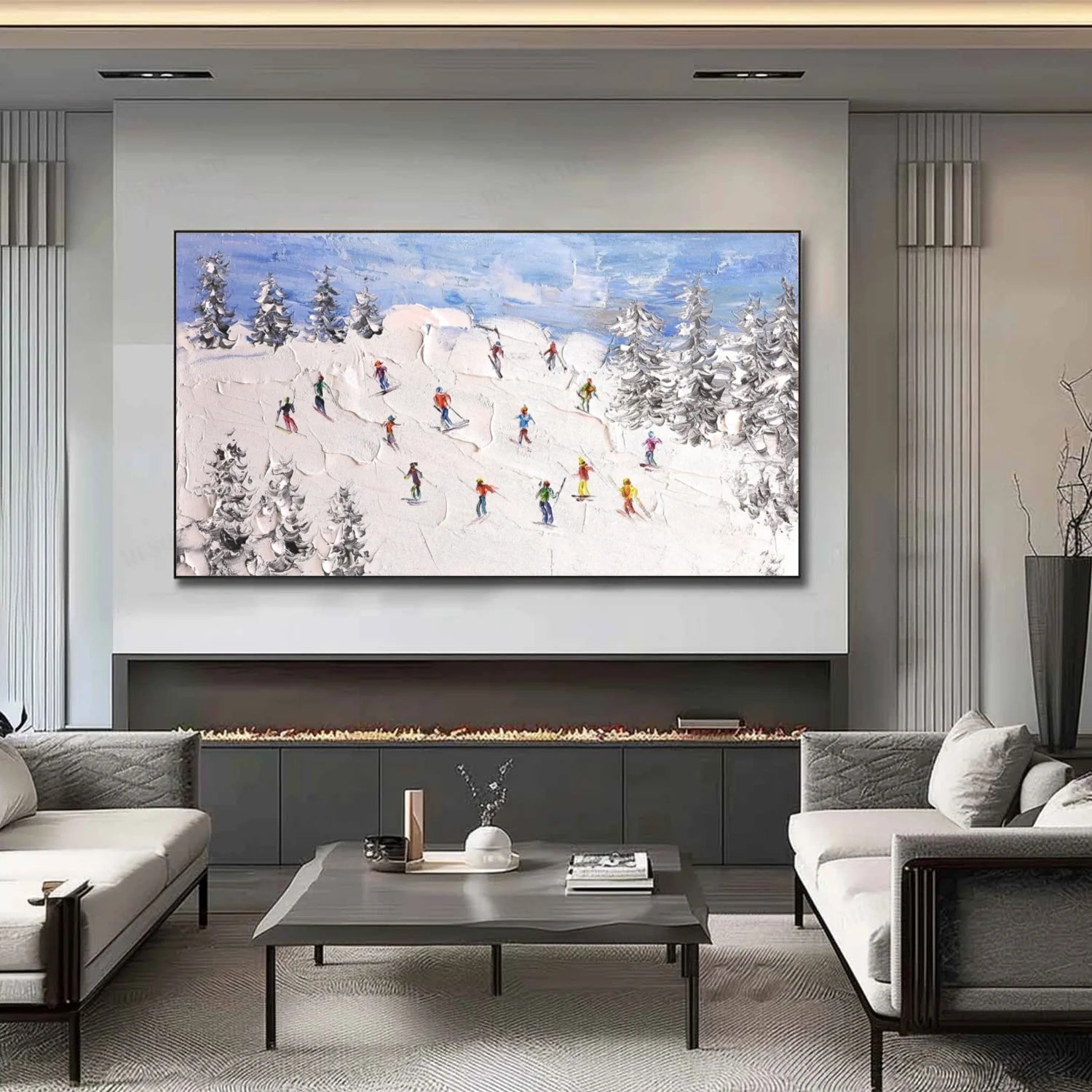 Skiing Sport_Textured Wall Art #AS050