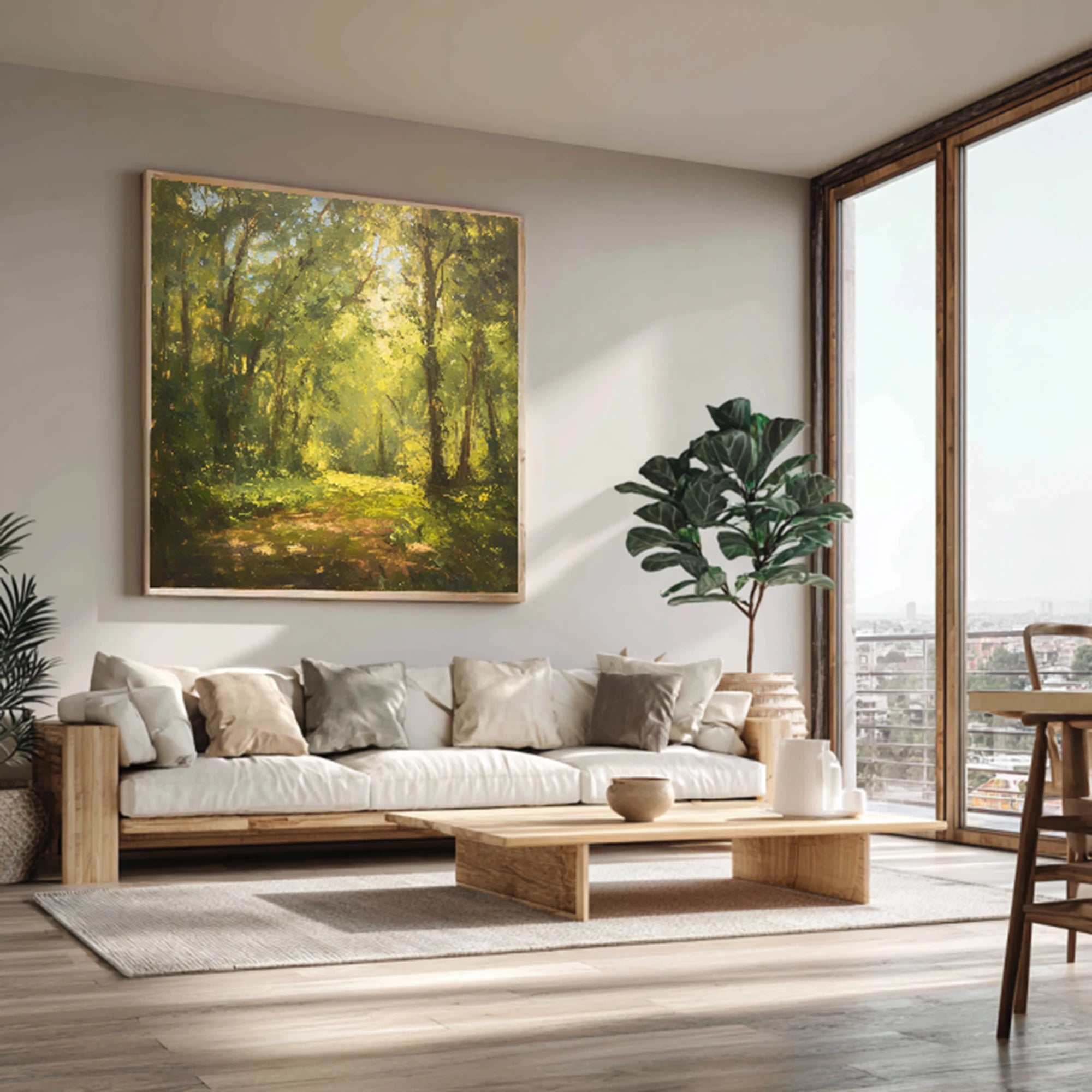 Hand-Painted Forest Light Oil Painting #FT524
