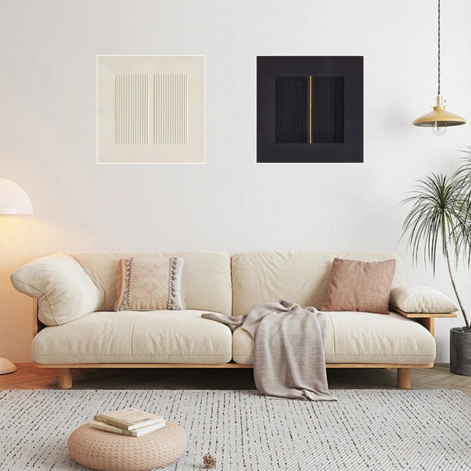 Black and White Minimalist_Textured Canvas Art Set of 2 #MZ102