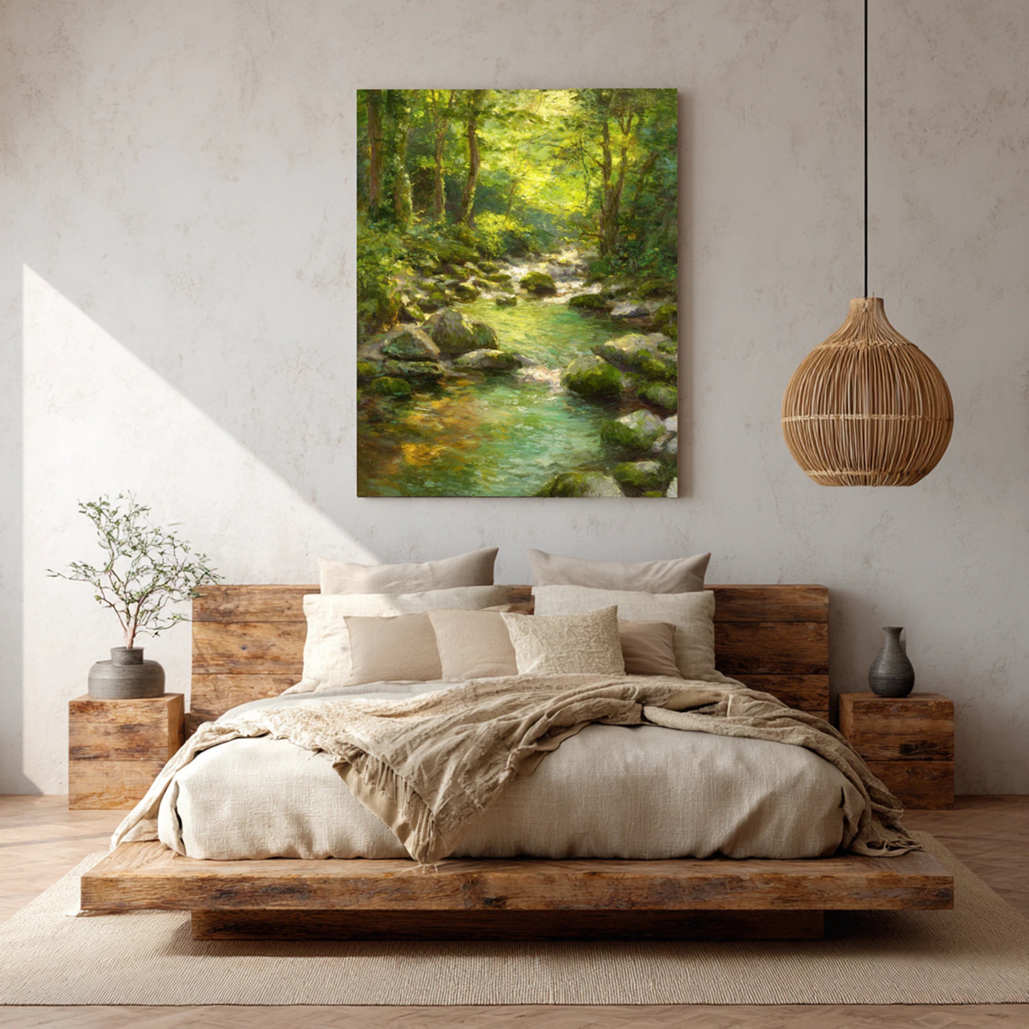 Forest Stream Hand-Painted Oil Painting #FJ598