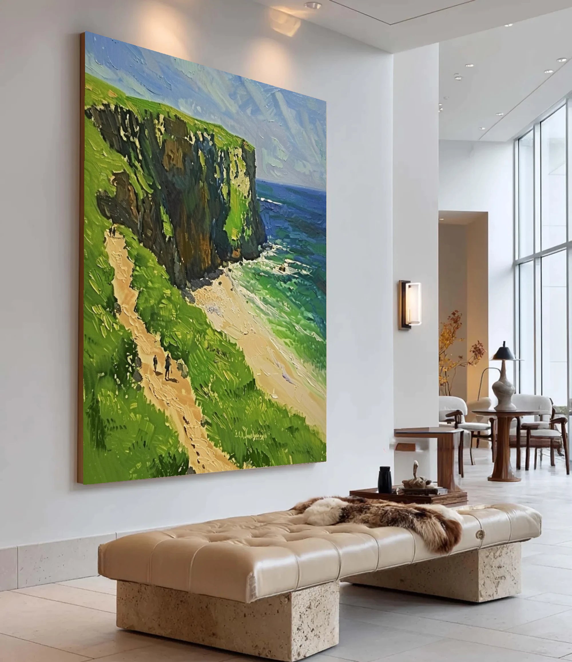 Coastal Cliff Path Hand-Painted Oil Painting #FJ678