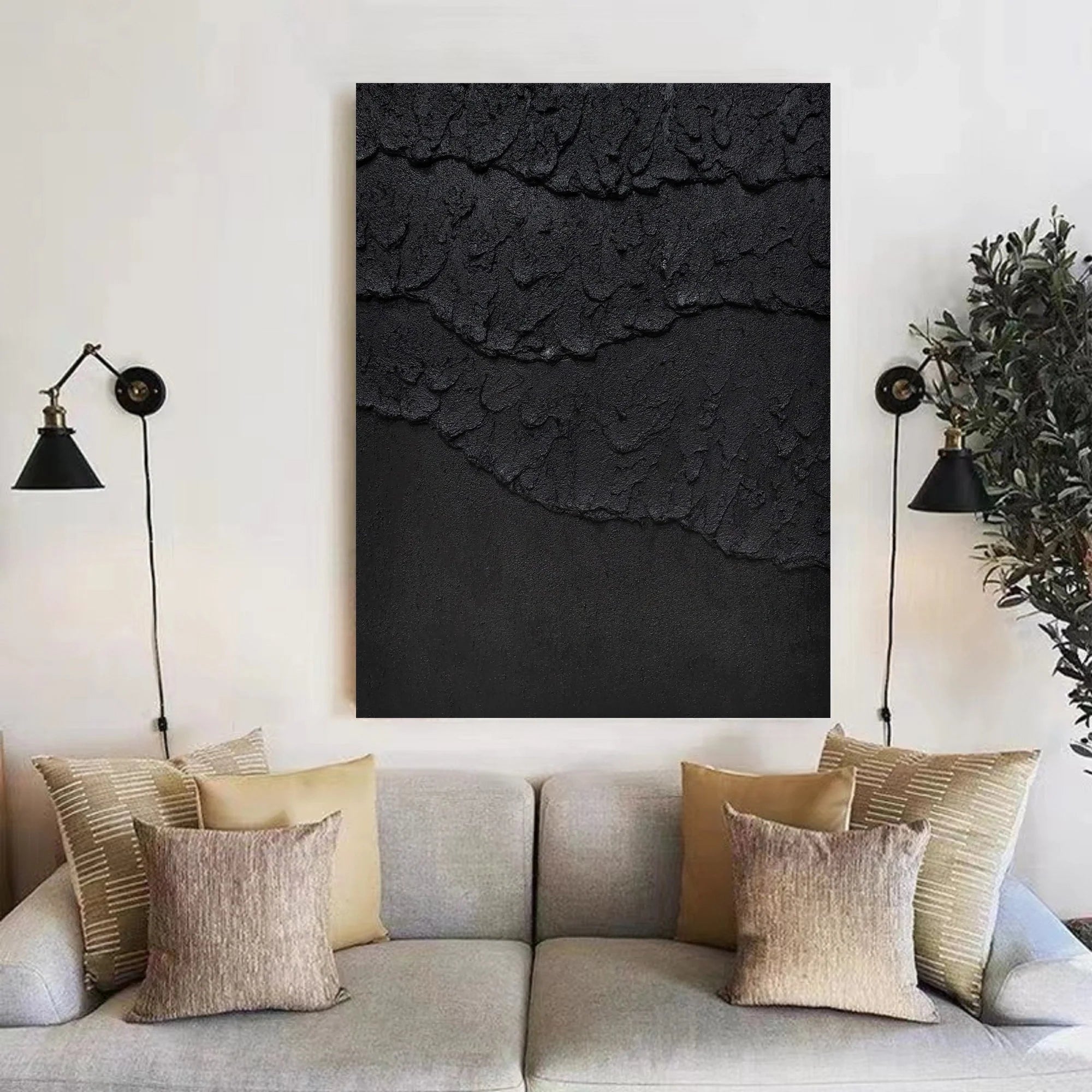Plaster Sea Slaps Minimalist Painting Original Large Wall Decor