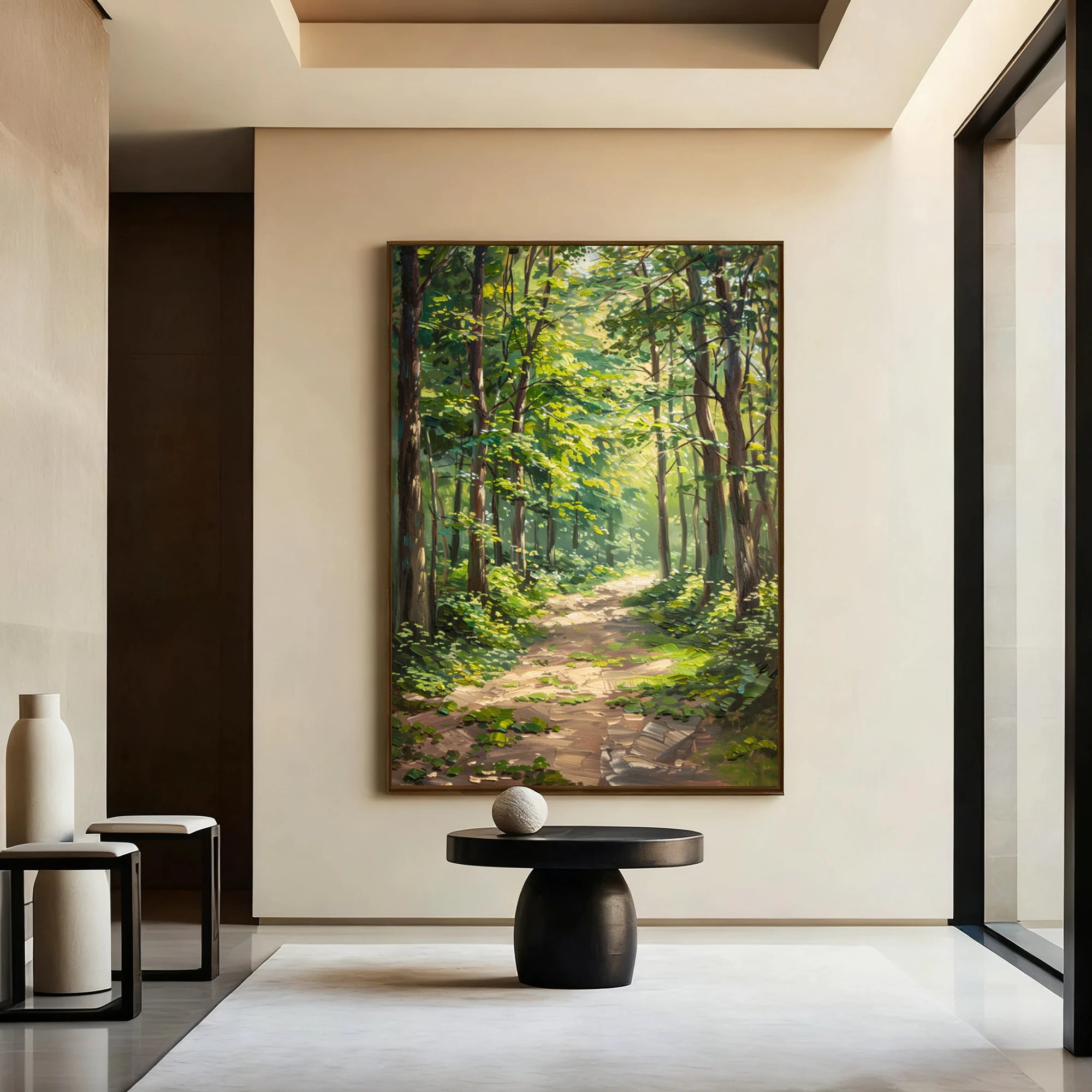 Sunlit Forest Path Hand-Painted Oil Painting #FJ595