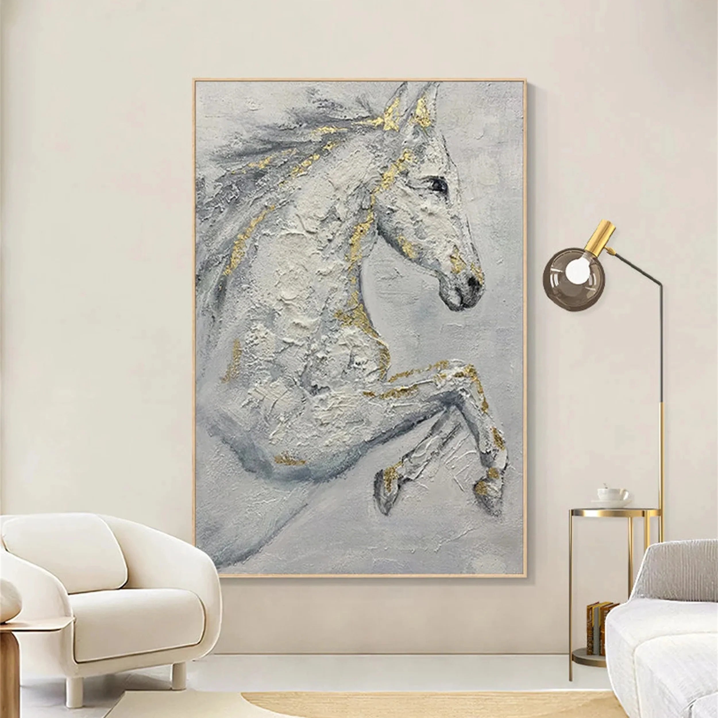 White Horse Abstract Animal Wall Art #AM002