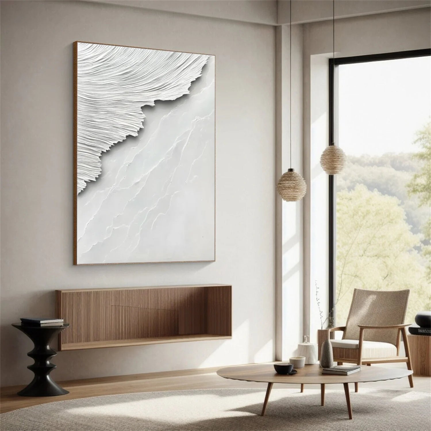 White Minimalist_Textured_Canvas Art #MD268