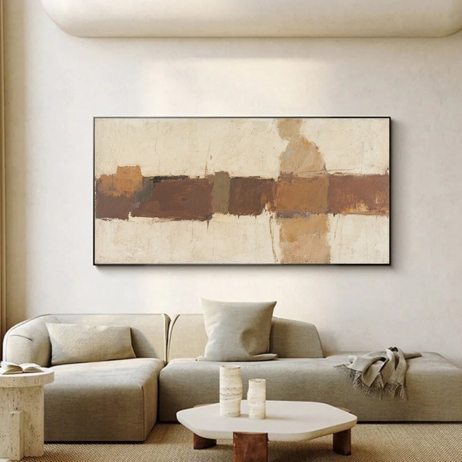 Beige and Brown Abstract_Canvas Art #WA759